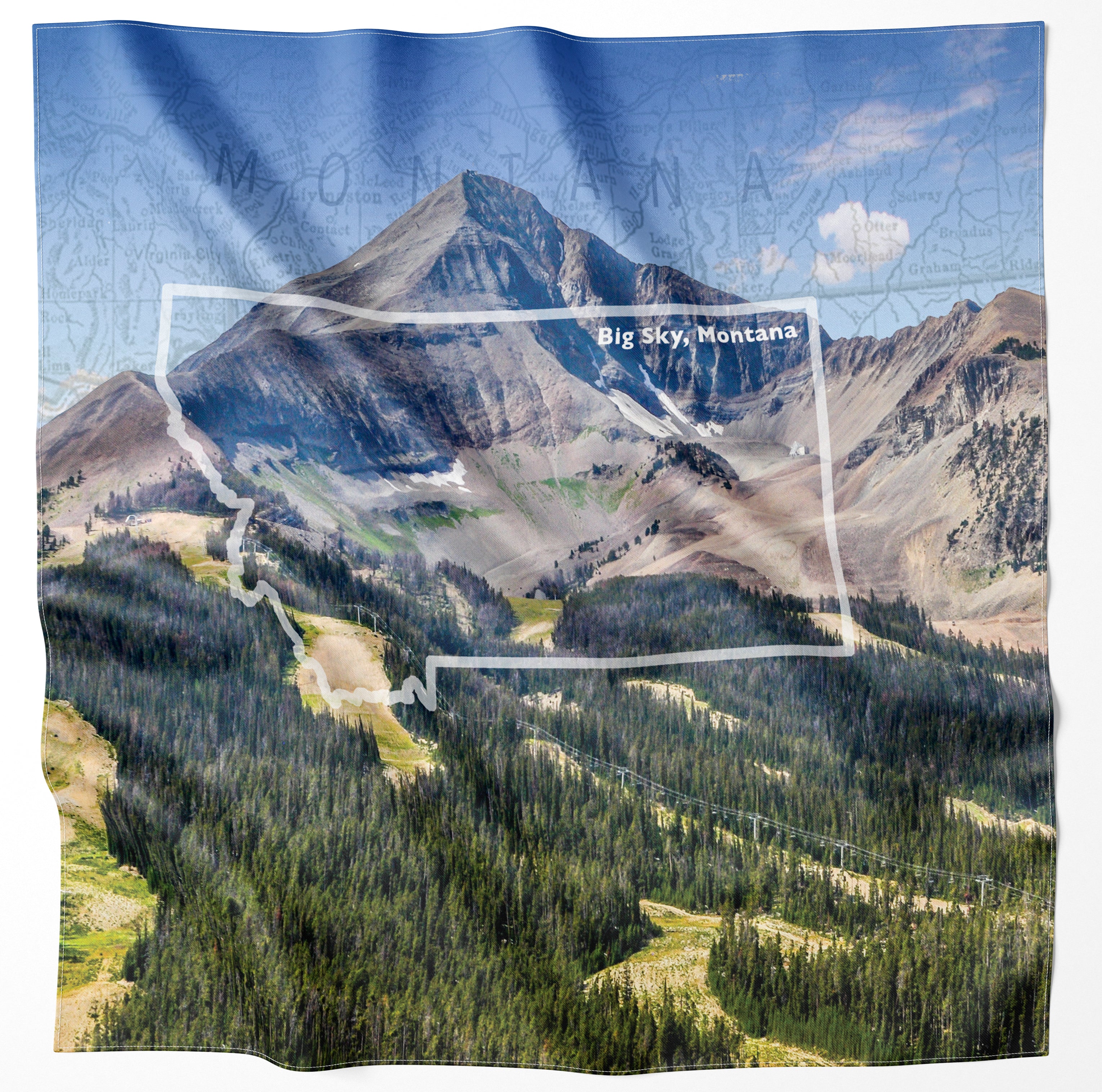 Big Sky, Montana Trails Handy Map Microfiber Bandana