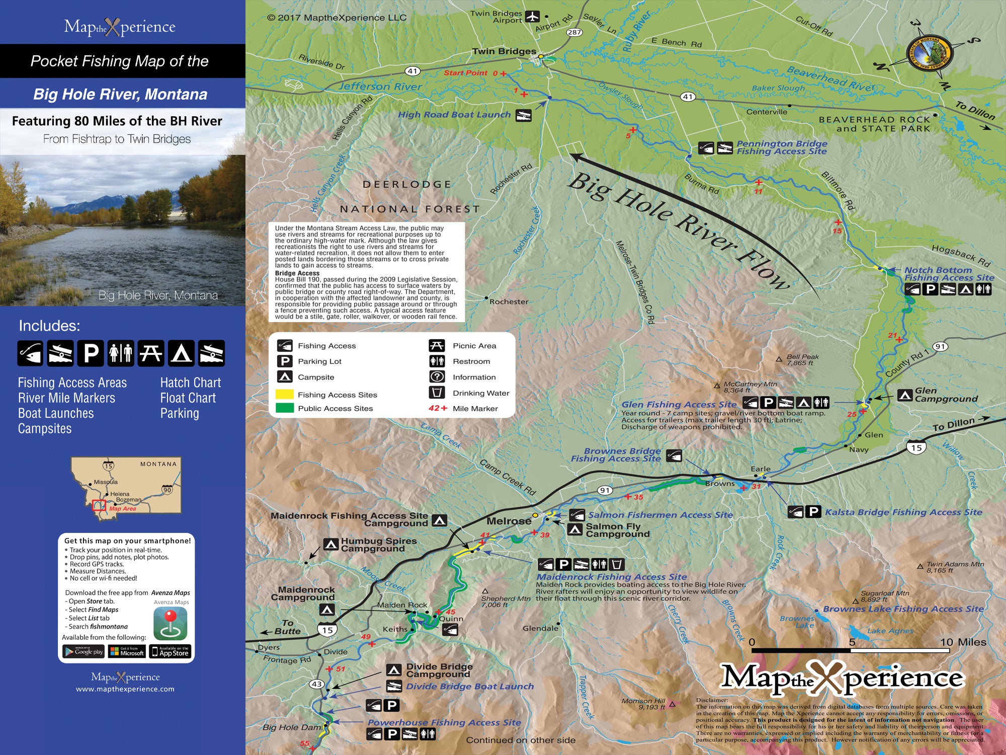 Big Hole River Montana Paper Fly Fishing Map