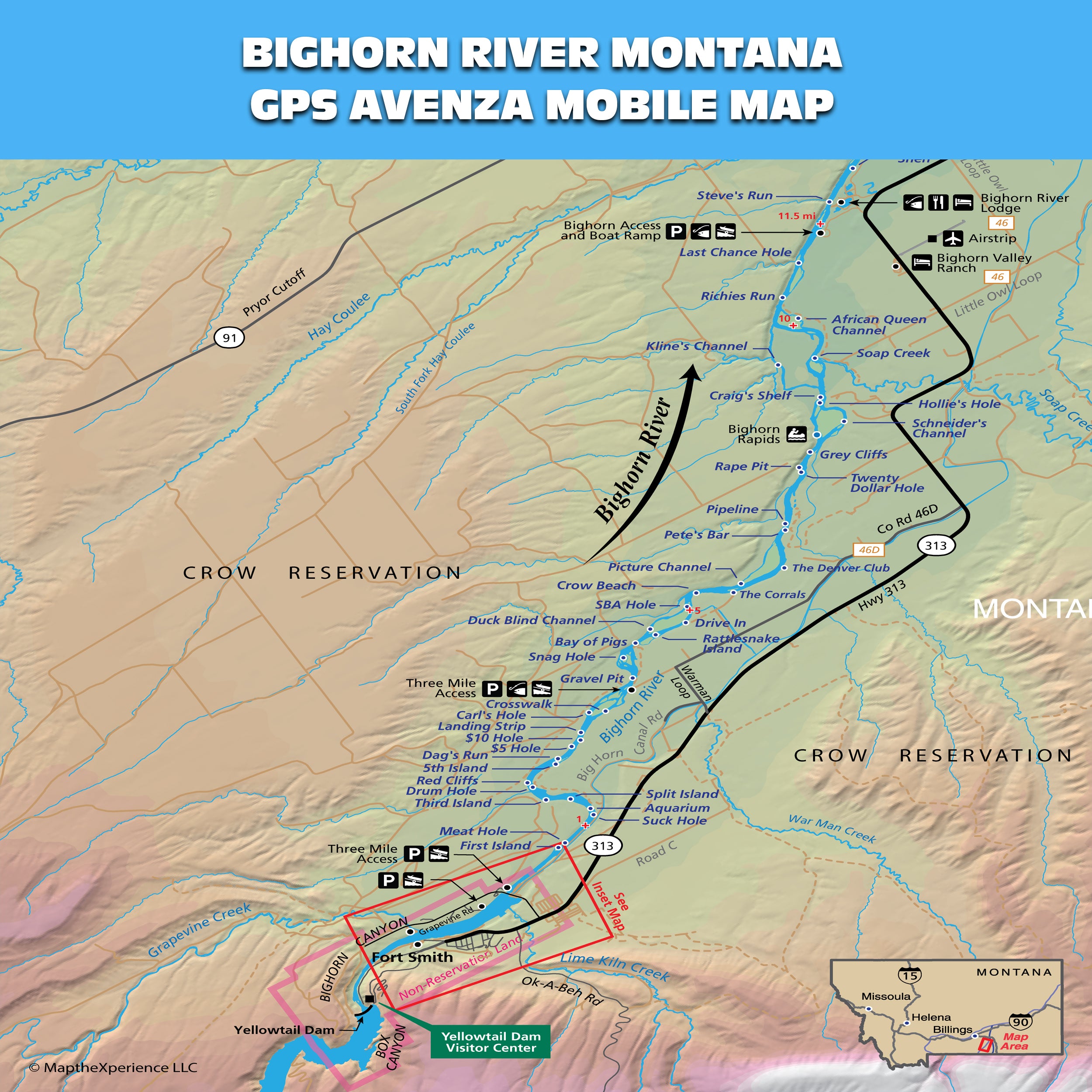 Bighorn River Montana Mobile GPS Fishing Map