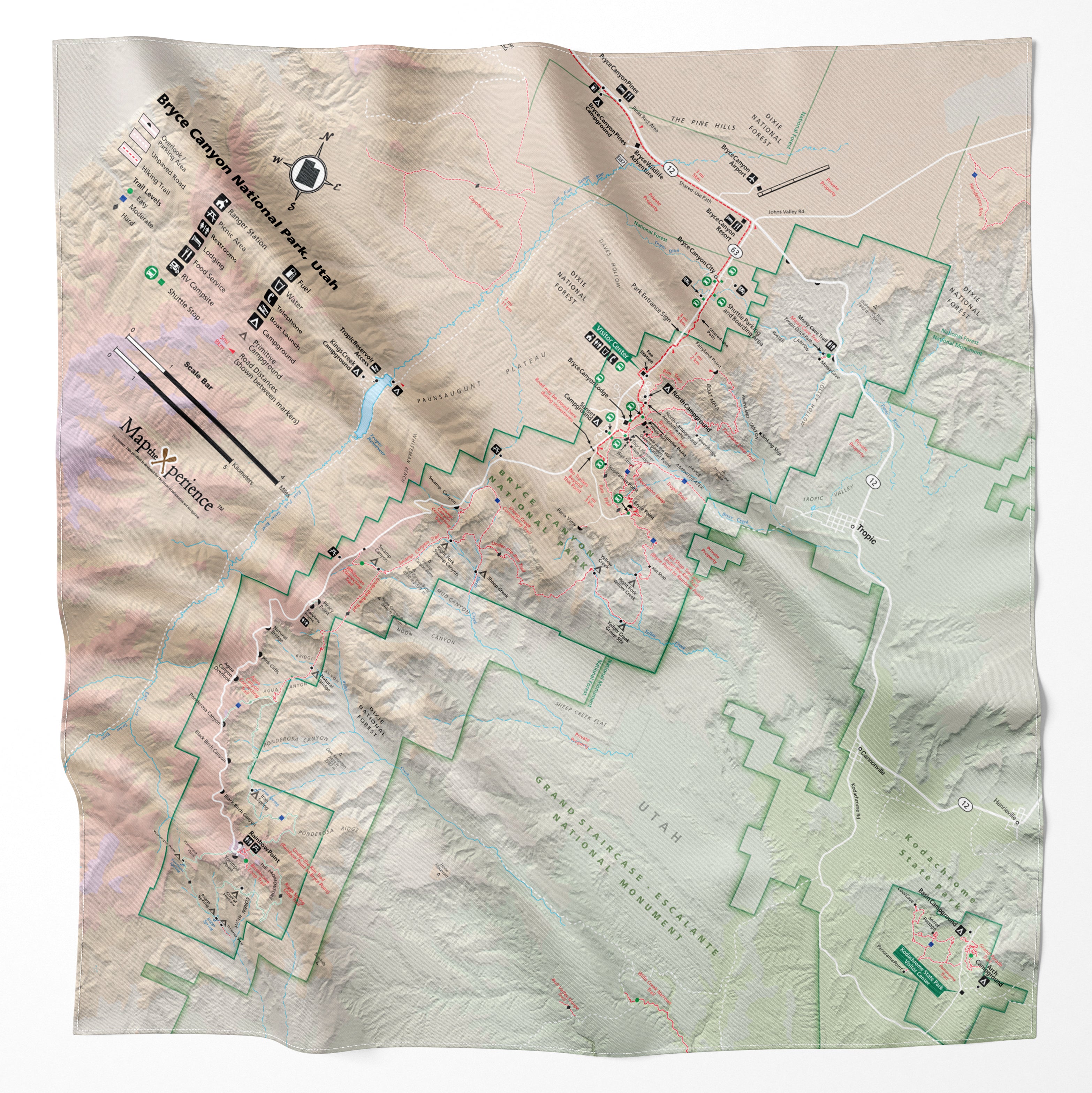 Bryce Canyon National Park Handy Map Microfiber Bandana