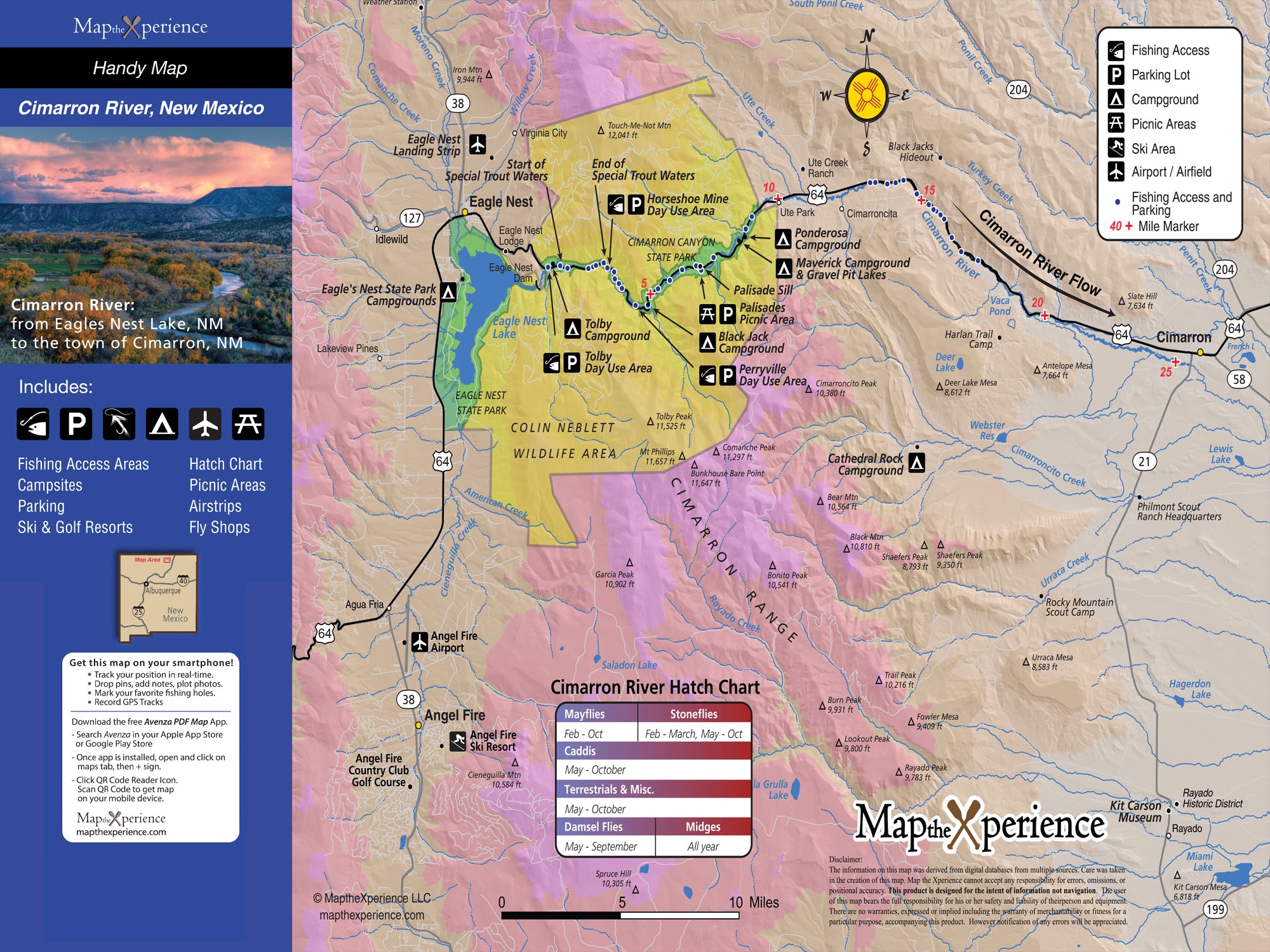 Cimarron River, New Mexico Pocket Fishing Map