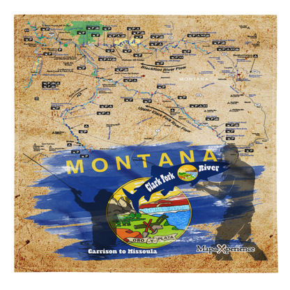 Clark Fork River, Montana Handy Map Microfiber Bandana