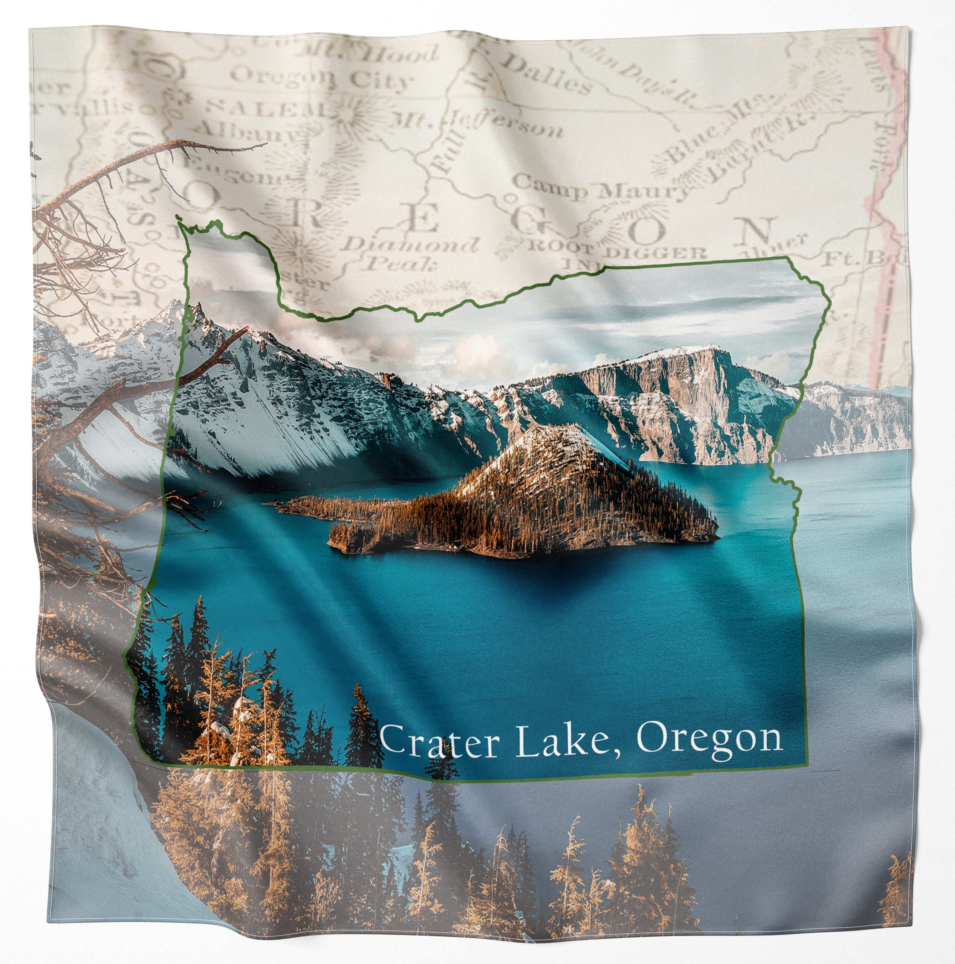 Crater Lake National Park Handy Map Microfiber Bandana