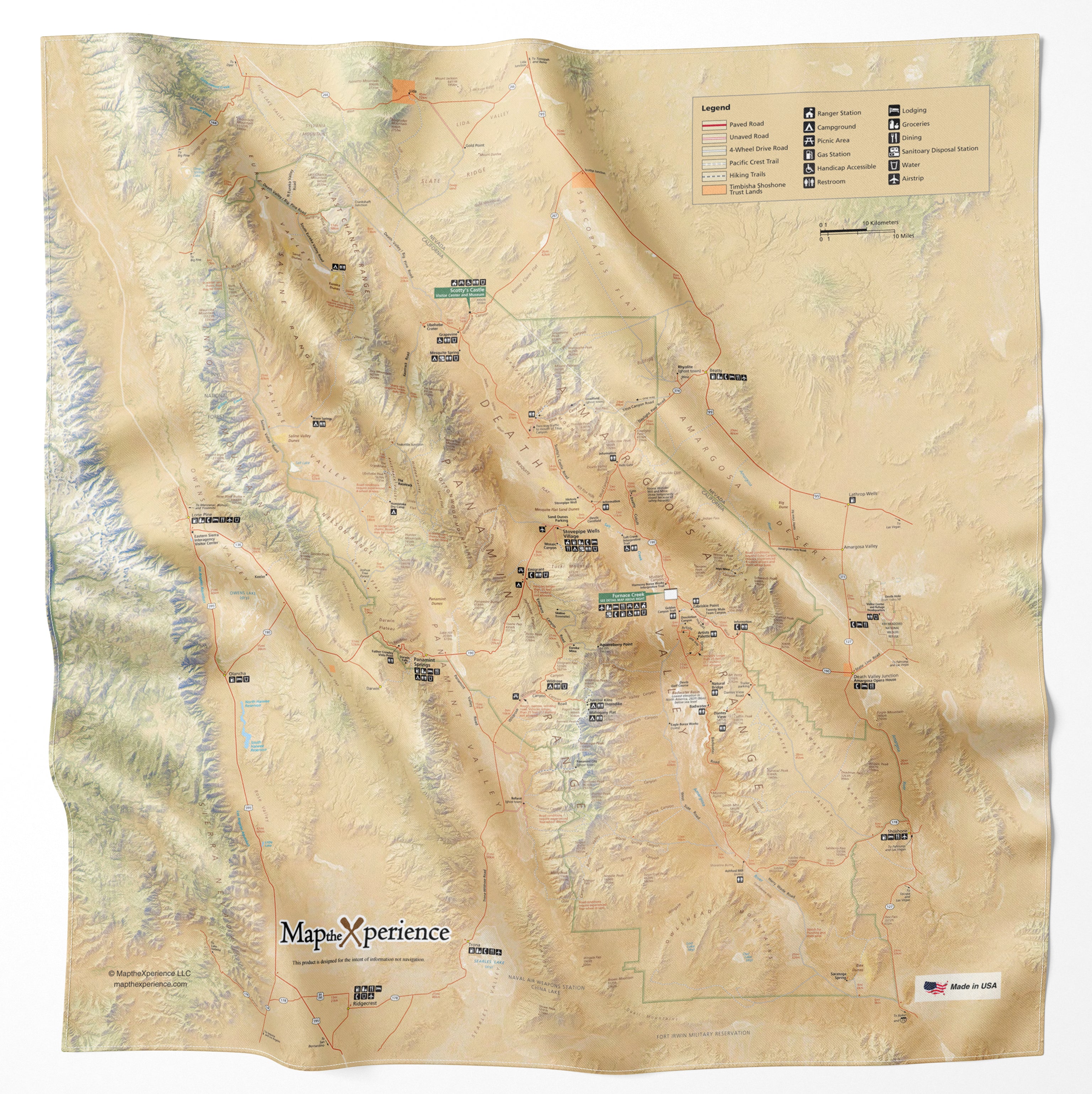 Death Valley National Park Handy Map Microfiber Bandana