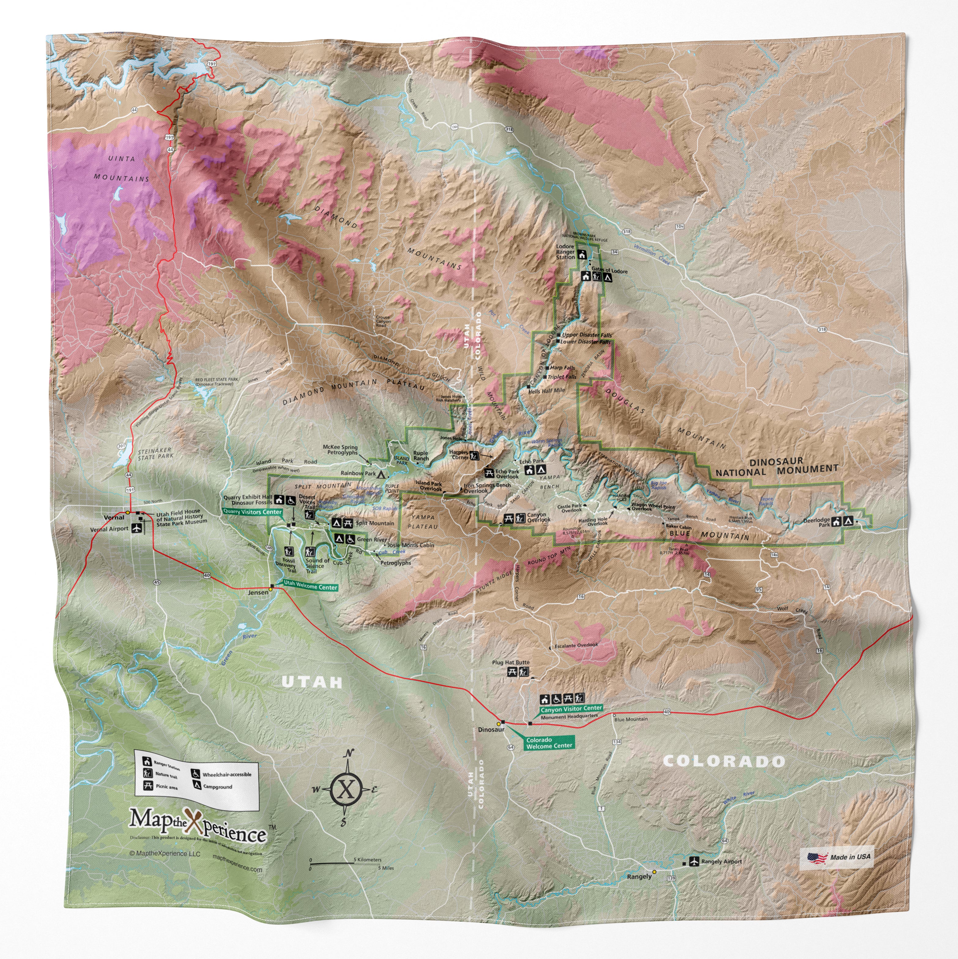 Dinosaur National Monument Handy Map Microfiber Bandana