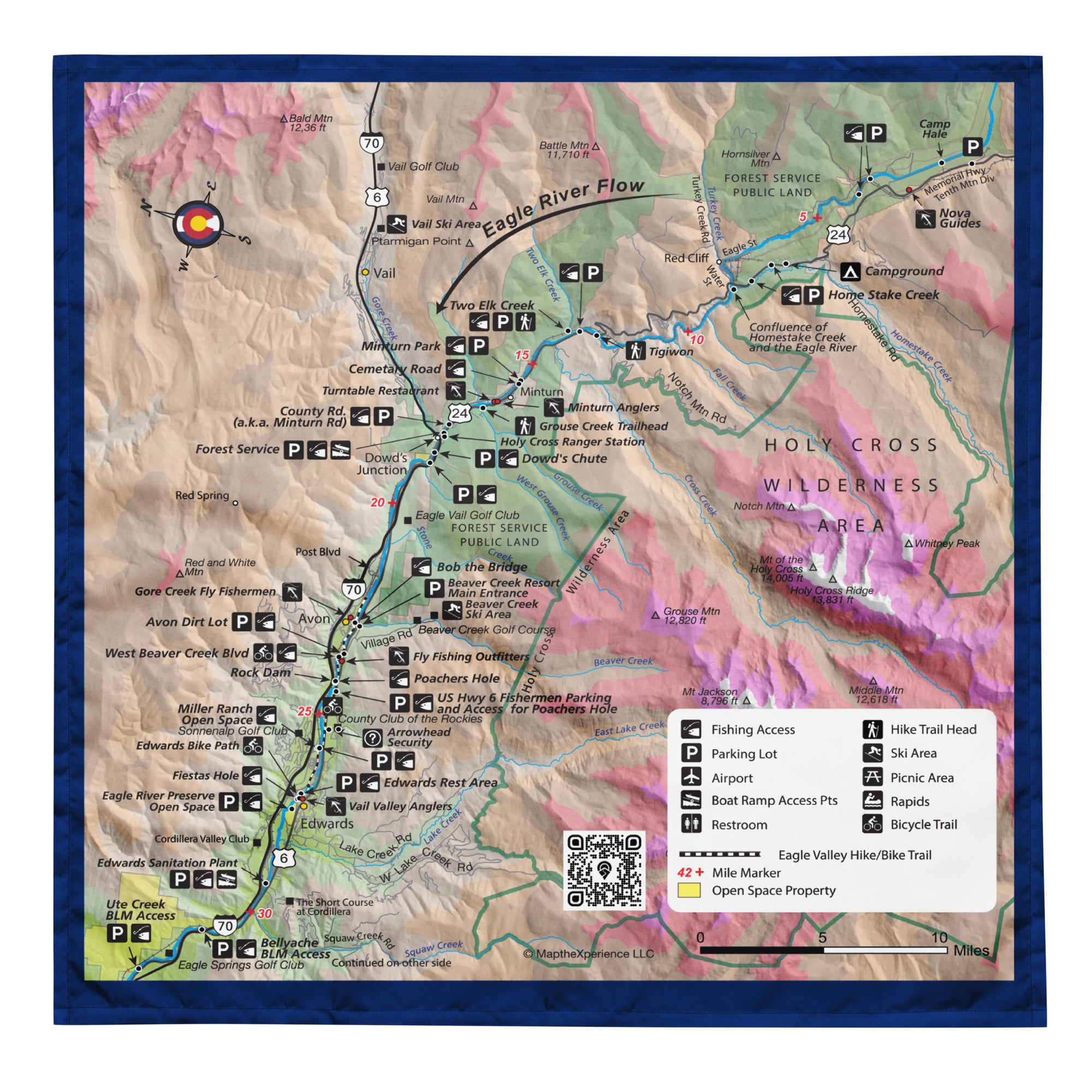 Eagle River Colorado Map Bandana