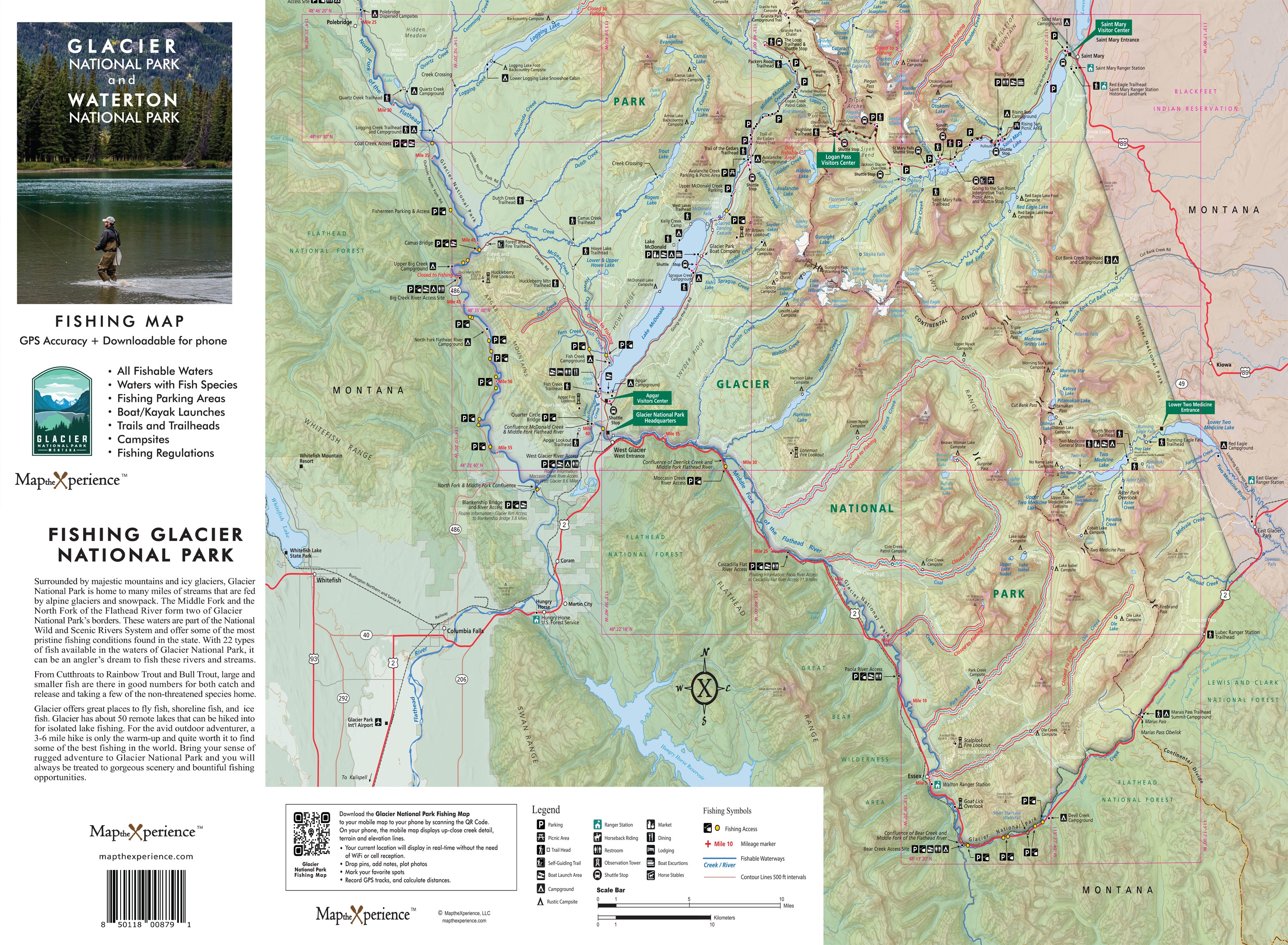 Glacier National Park Fishing Map