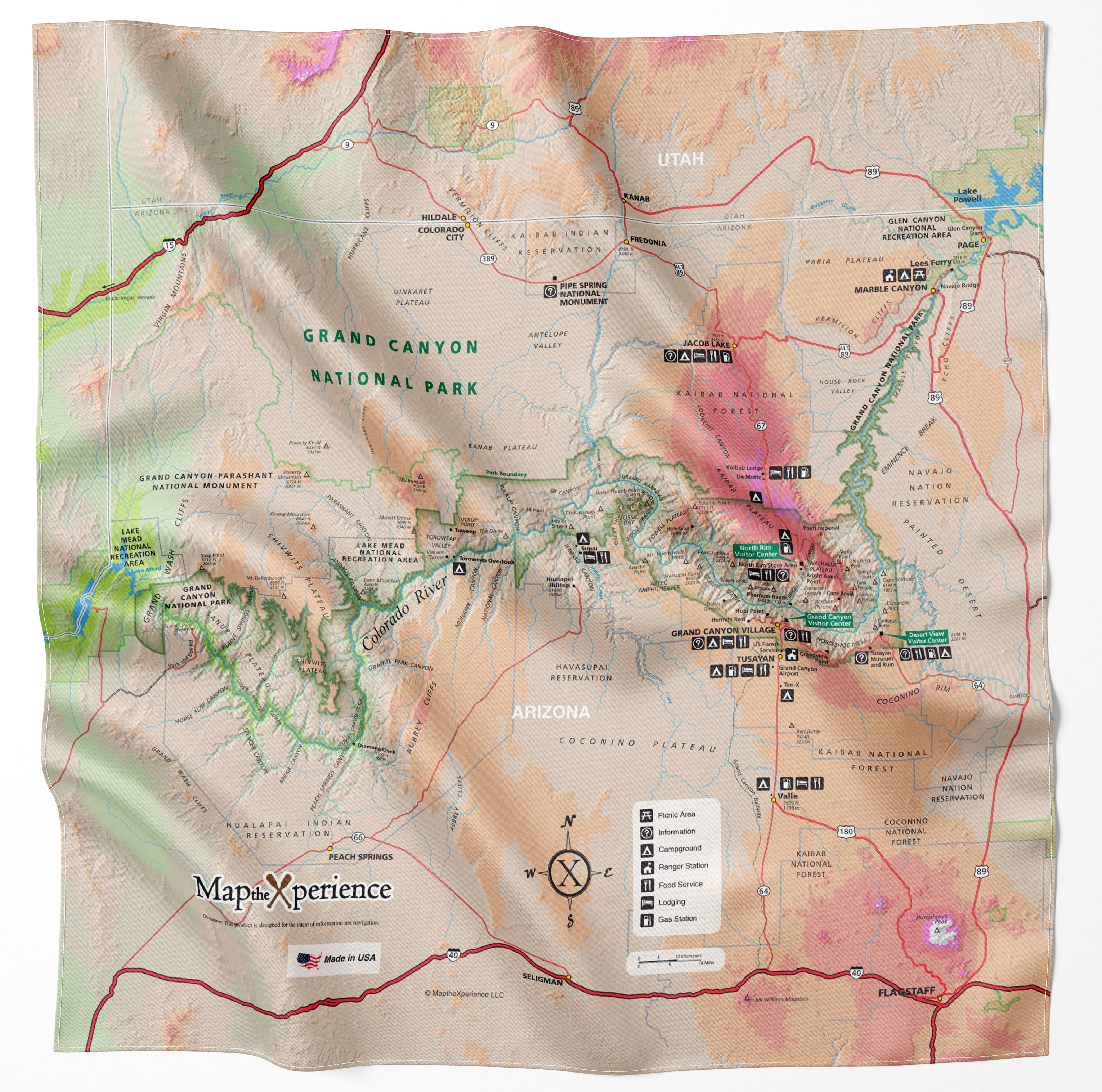 Grand Canyon National Park Handy Map Microfiber Bandana