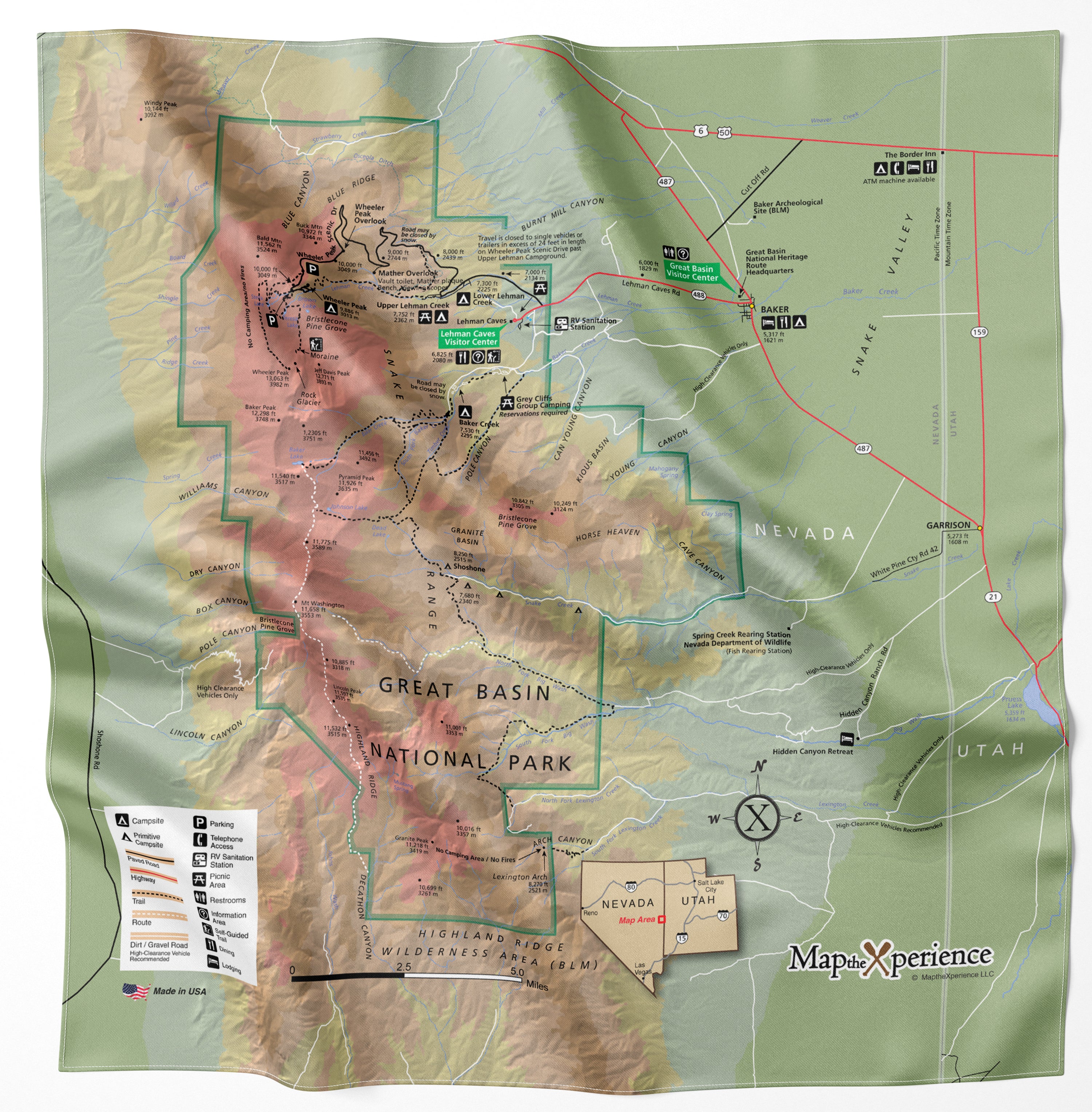 Great Basin National Park Handy Map Microfiber Bandana