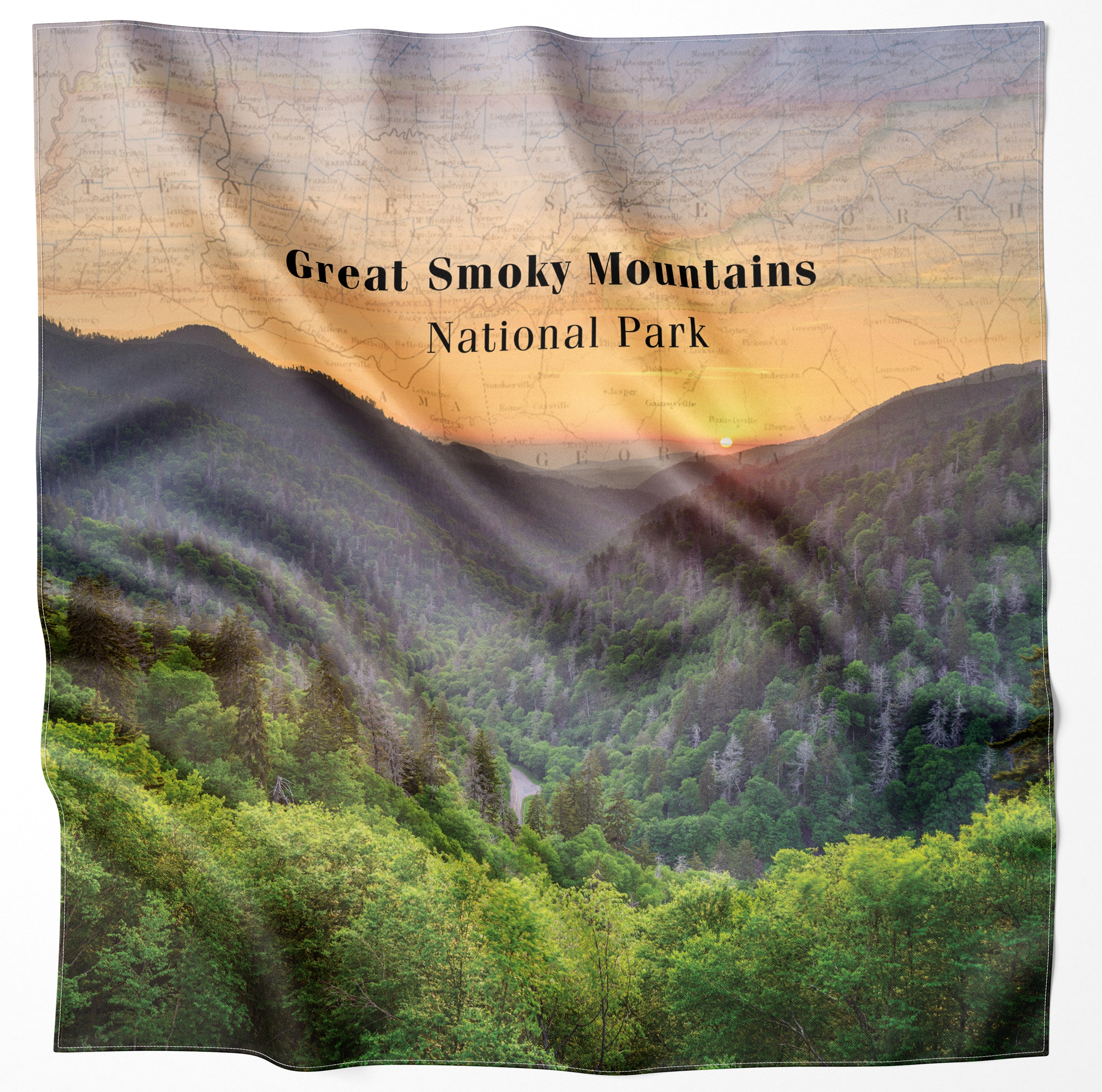 Great Smoky Mountains National Park Handy Map Microfiber Bandana