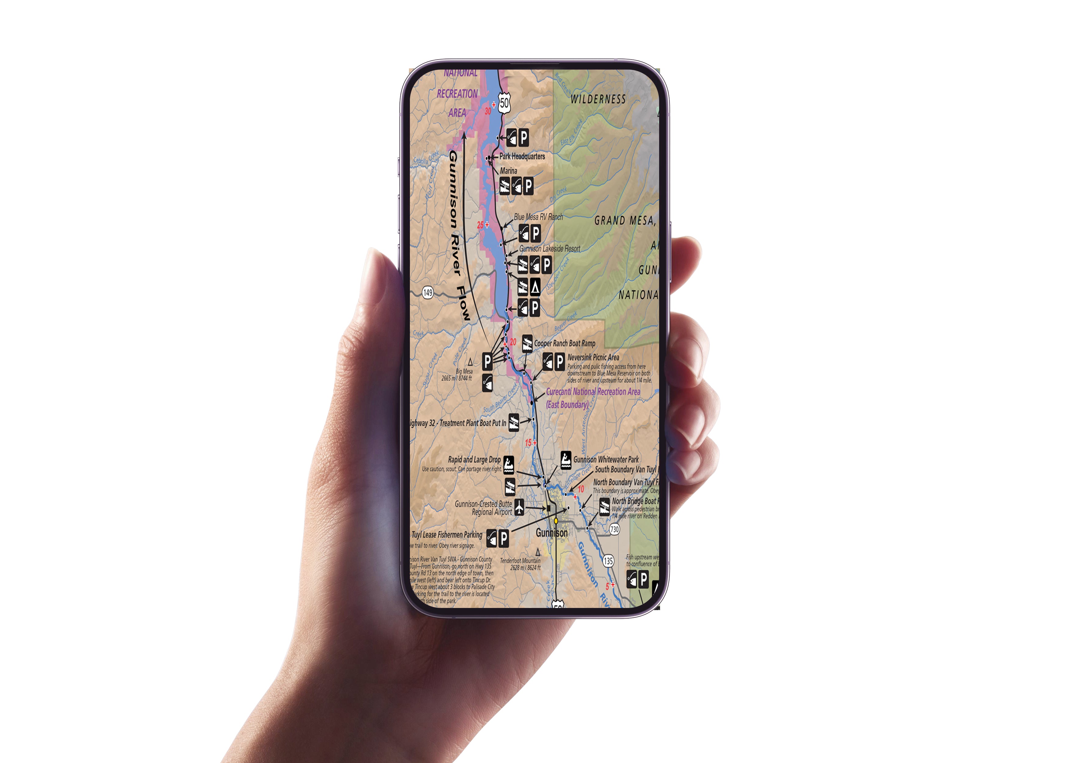 Gunnison River Colorado Mobile GPS Fishing Map