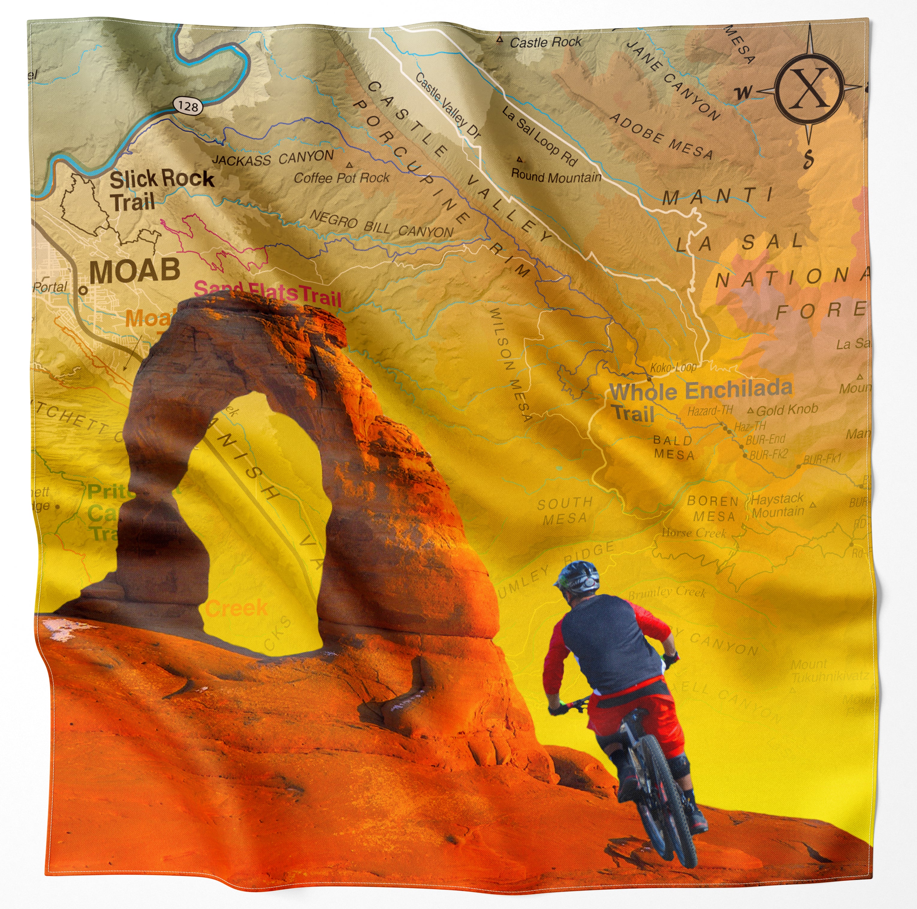 Moab Utah Bike Trails Microfiber Map Bandana