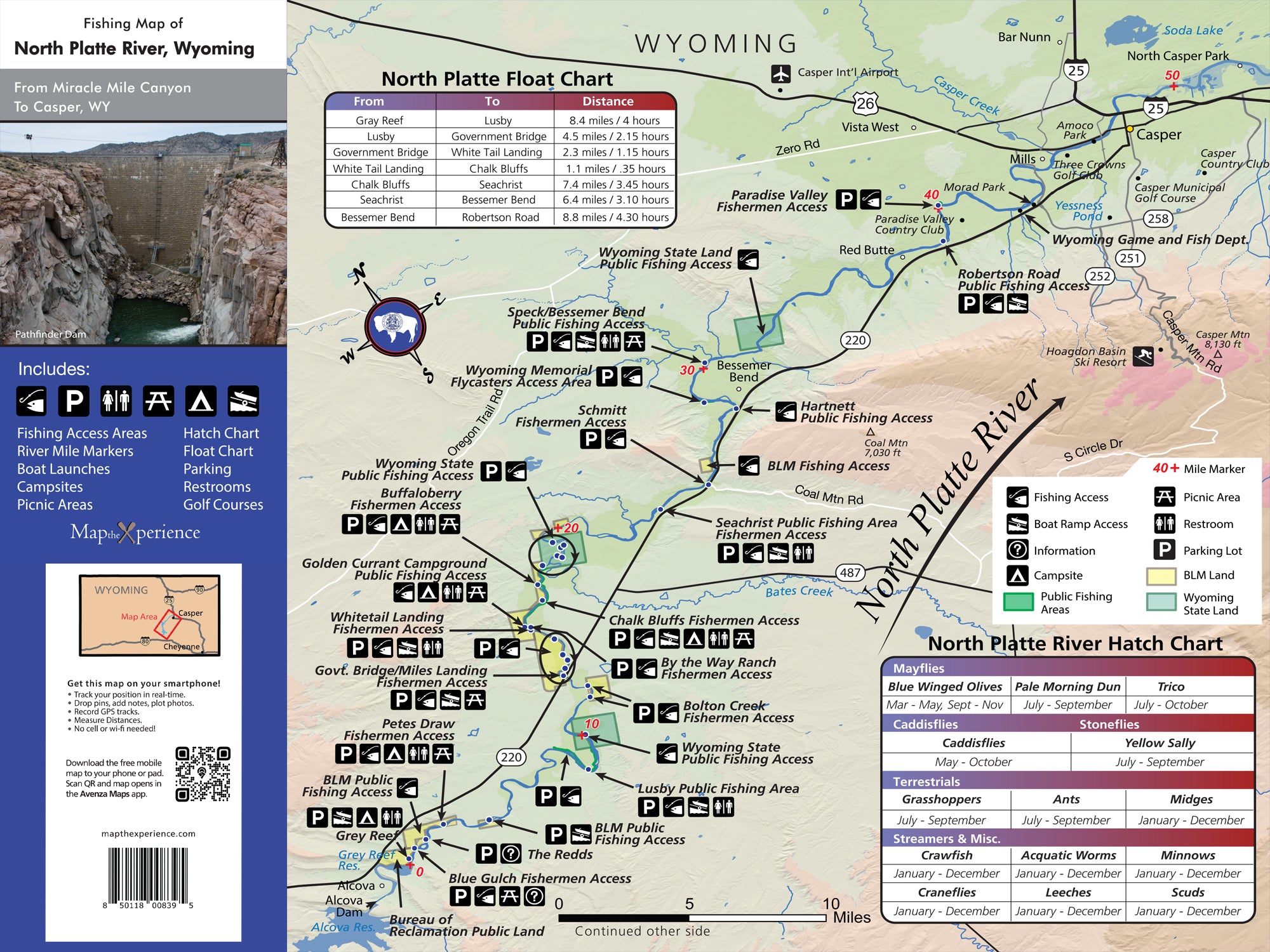 North Platte River, Wyoming Pocket Fishing Map