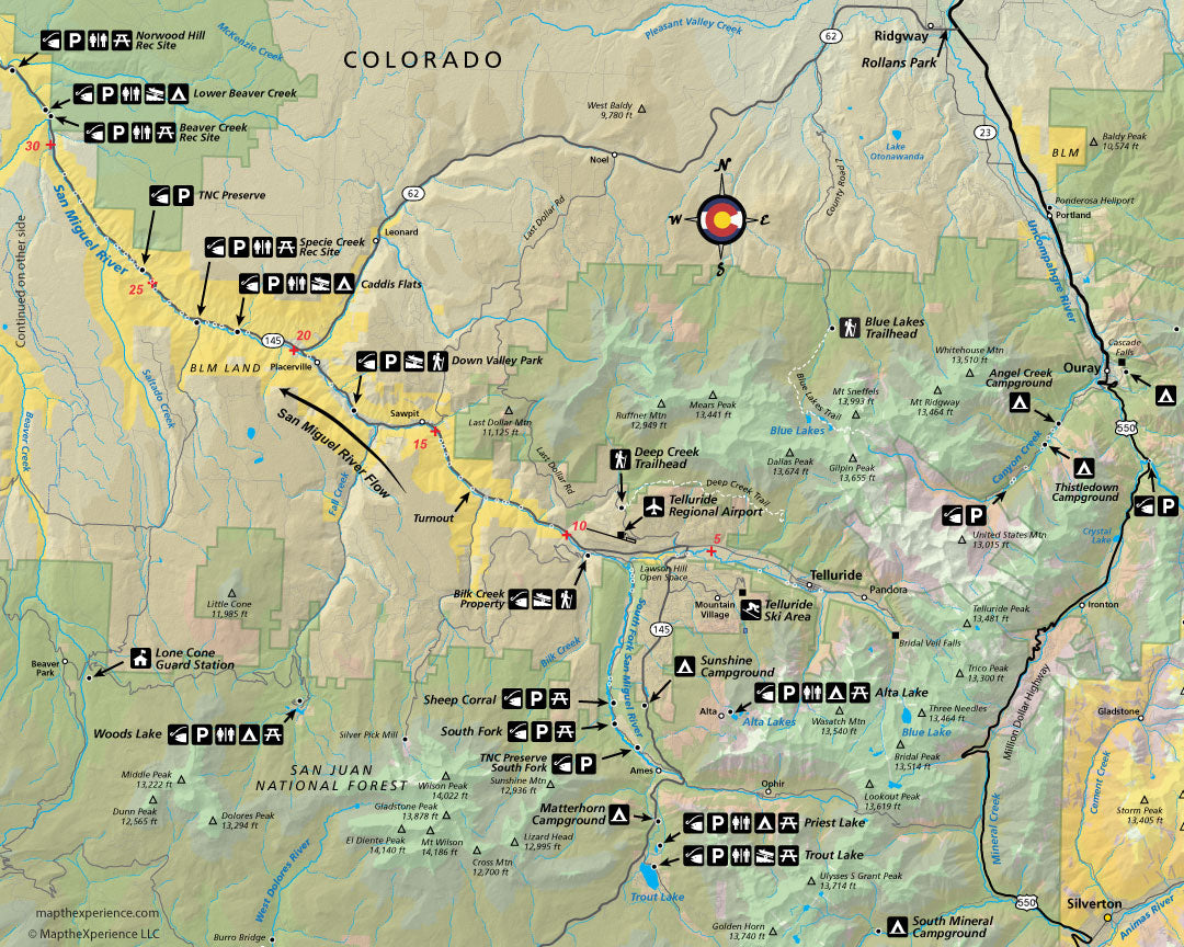 San Miguel River Colorado Fly Fishing Pocket Map | Public Access Guide