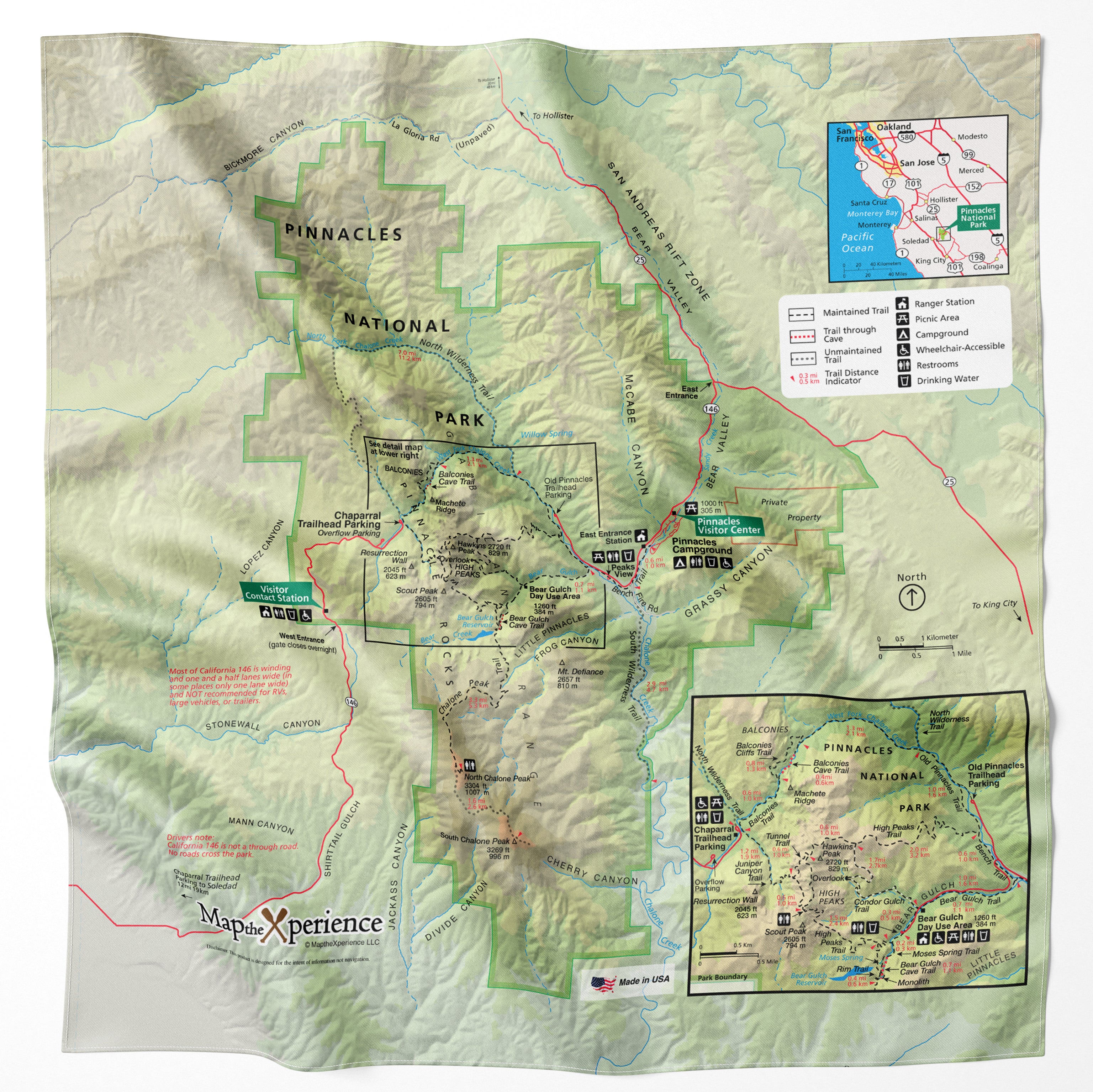 Pinnacles National Park Microfiber Map Bandana