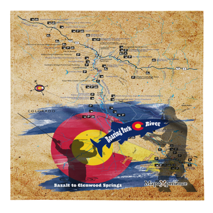 Roaring Fork River, Colorado Handy Map Microfiber Bandana