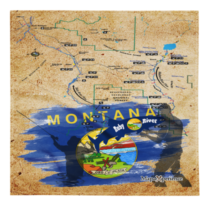 Ruby River, Montana Handy Map Microfiber Bandana