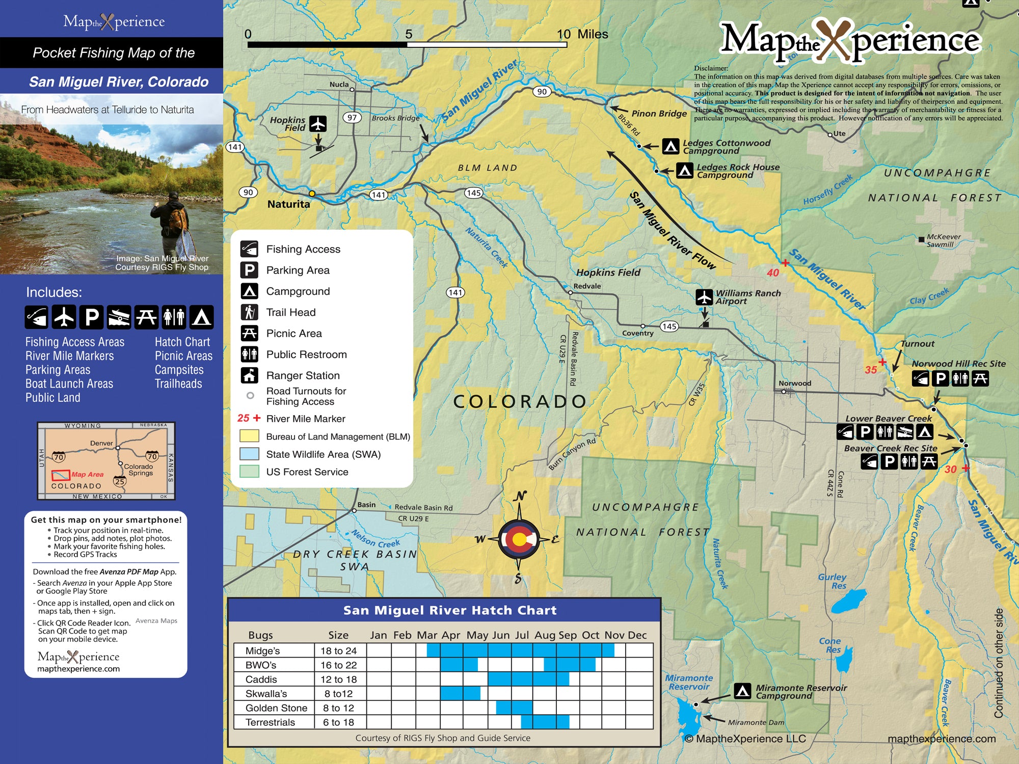 San Miguel River, Colorado Pocket Fishing Map