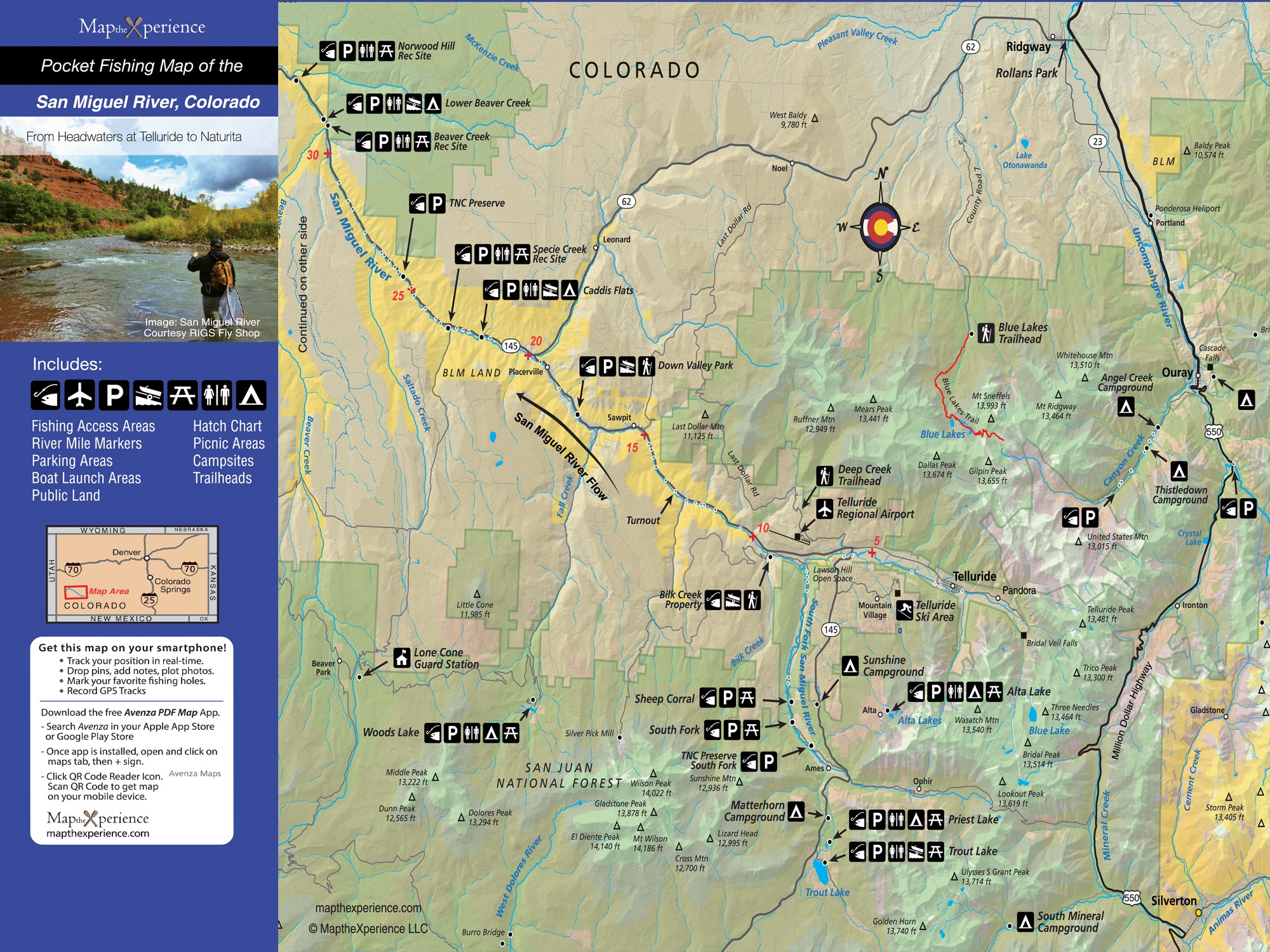 San Miguel River, Colorado Fishing Map