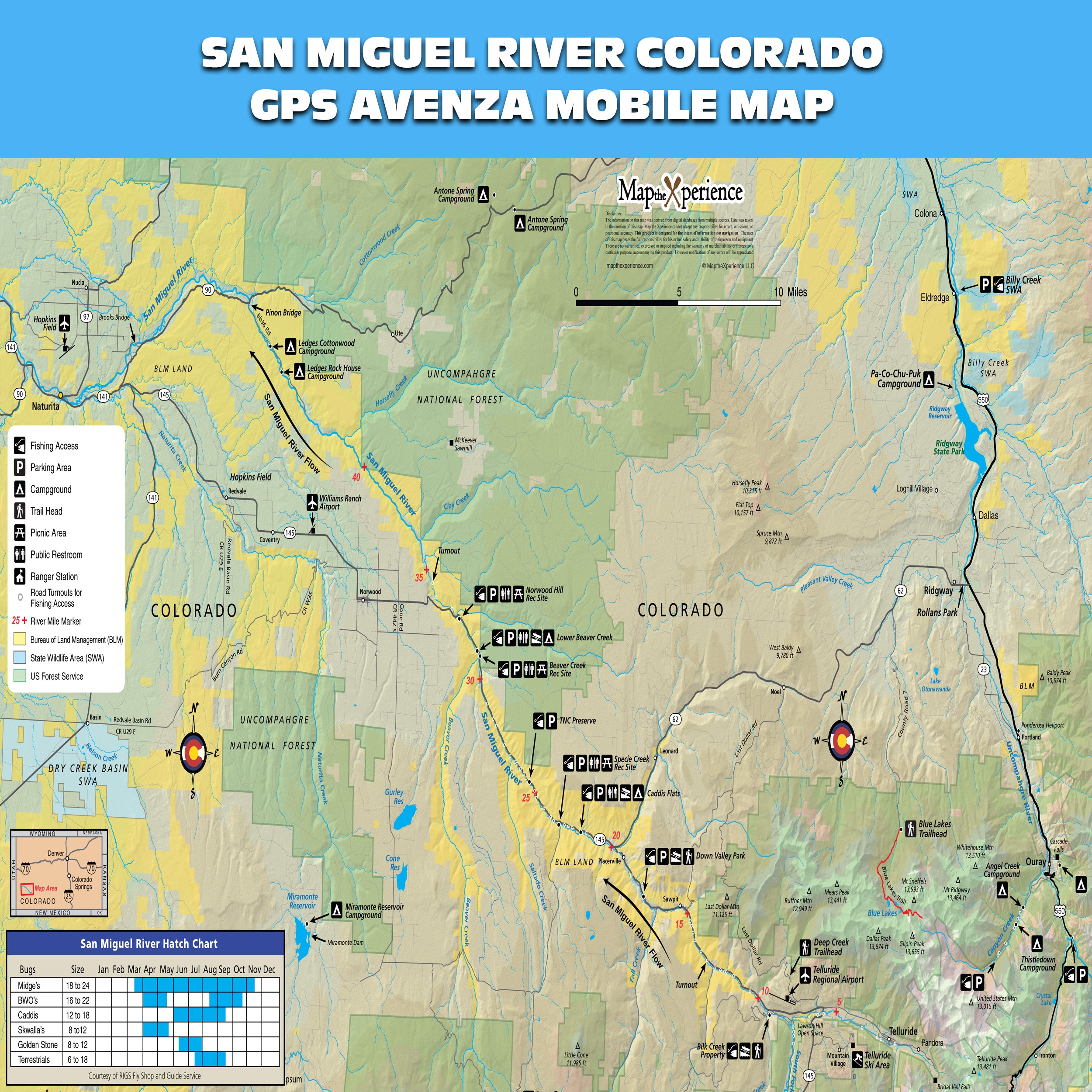 San Miguel River Colorado Mobile GPS Fishing Map