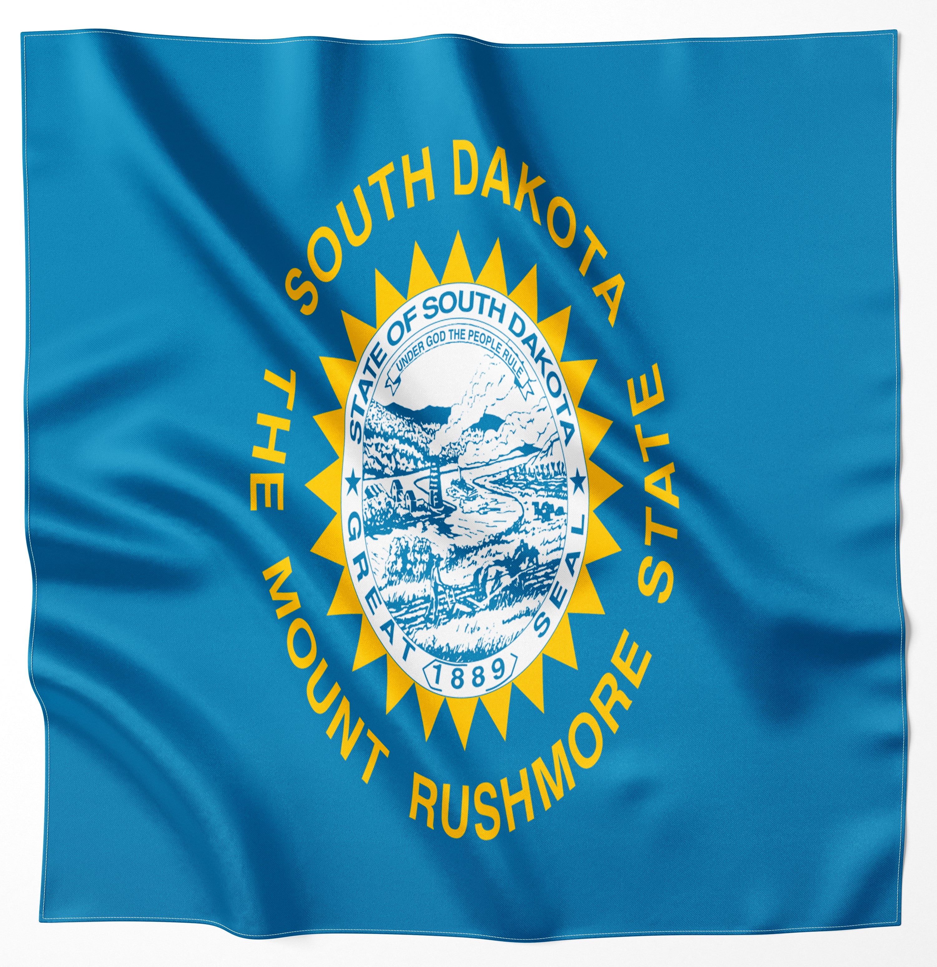 Microfiber bandana with a printed map of Badlands National Park, South Dakota Flag, on both sides.