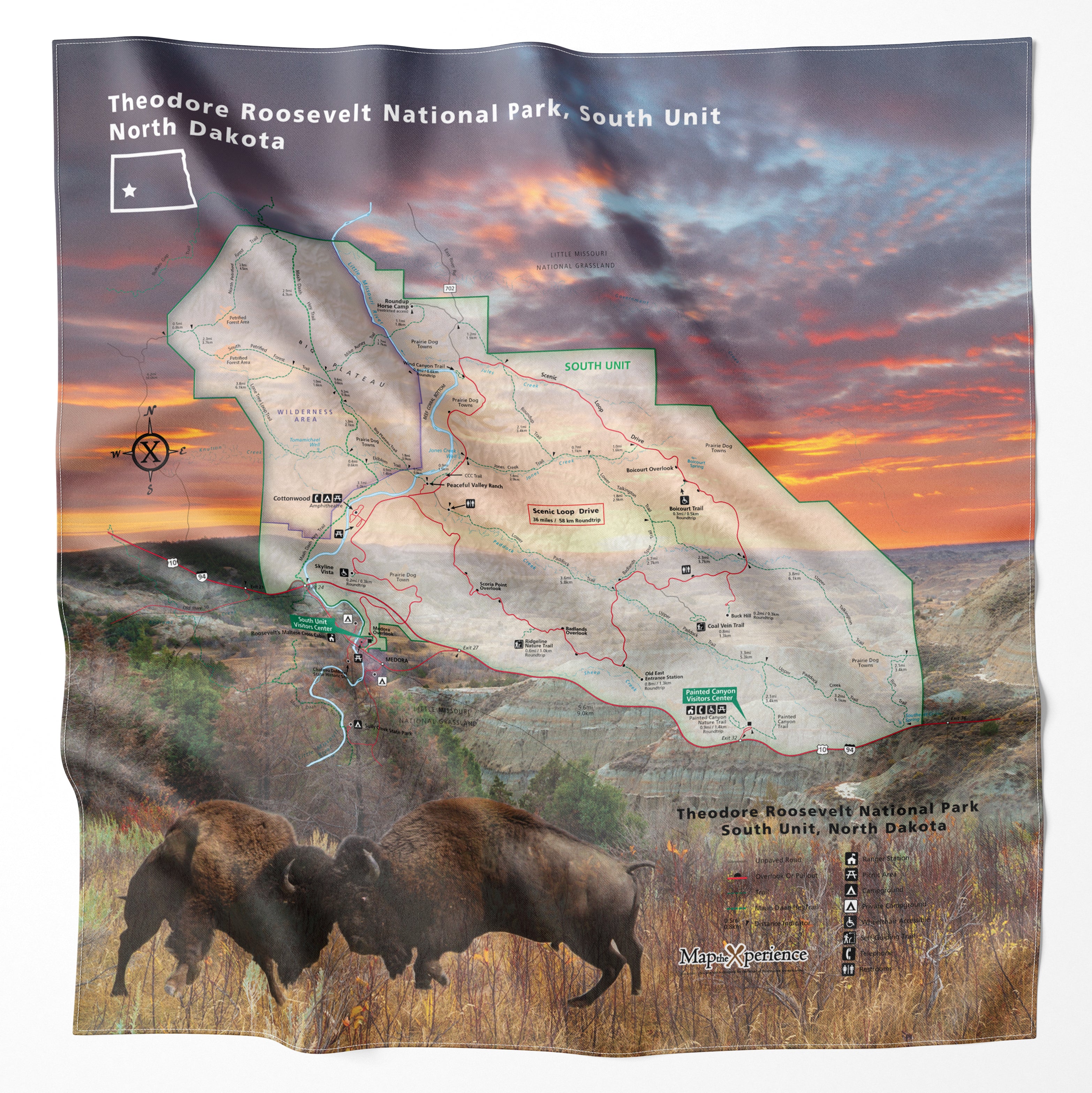 National Park Microfiber Cloth Map Bandana