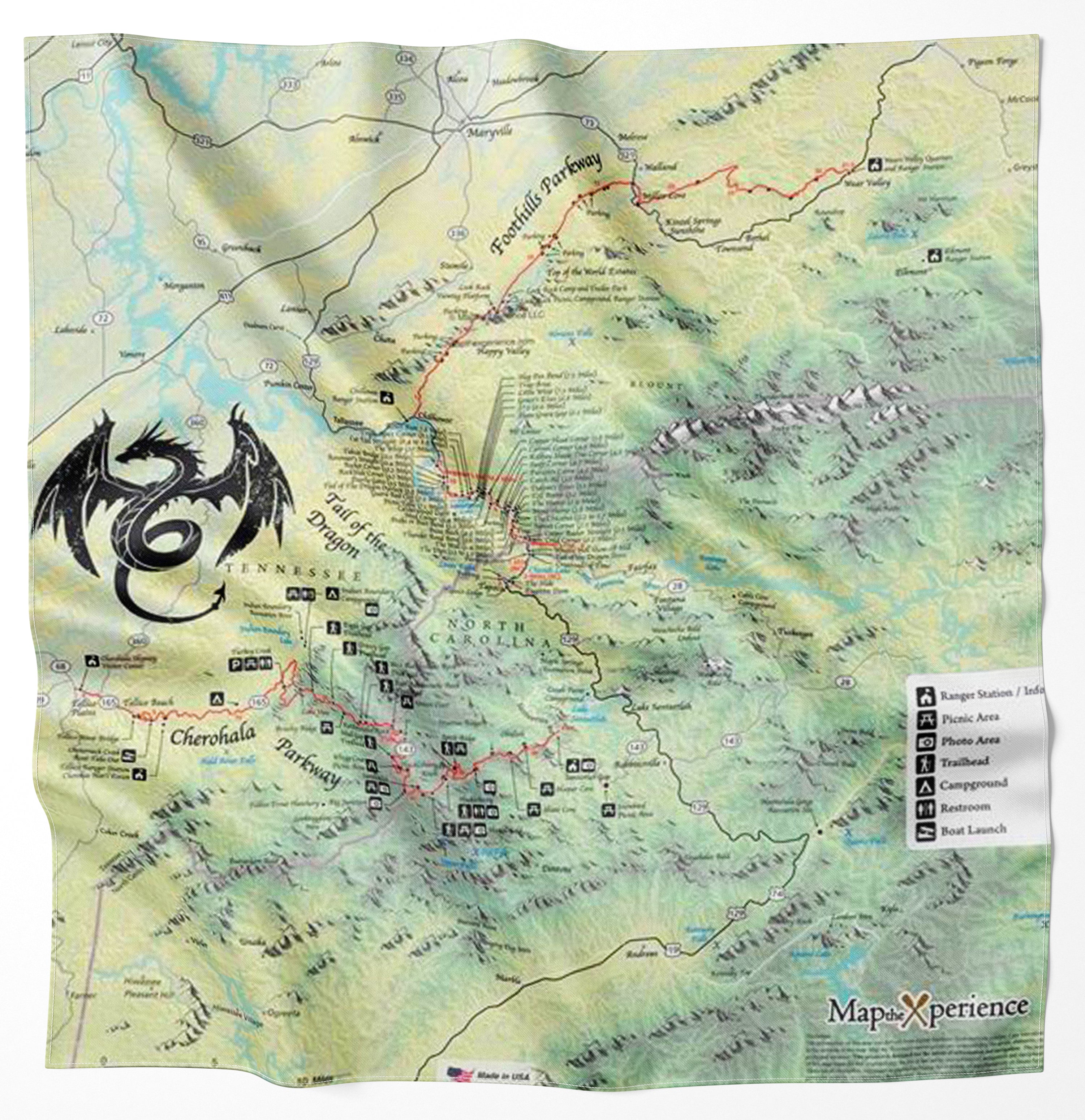 Tail of the Dragon, North Carolina Handy Map Bandana