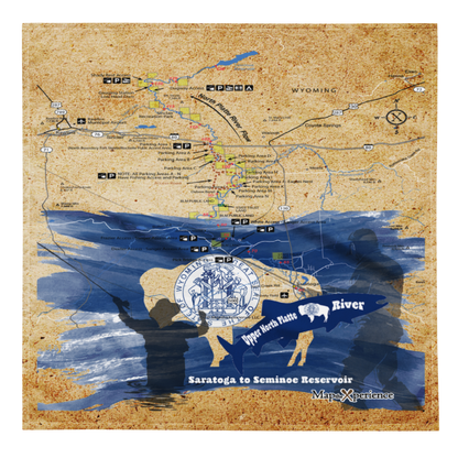 Upper North Platte River, Colorado & Wyoming Handy Map Microfiber Bandana