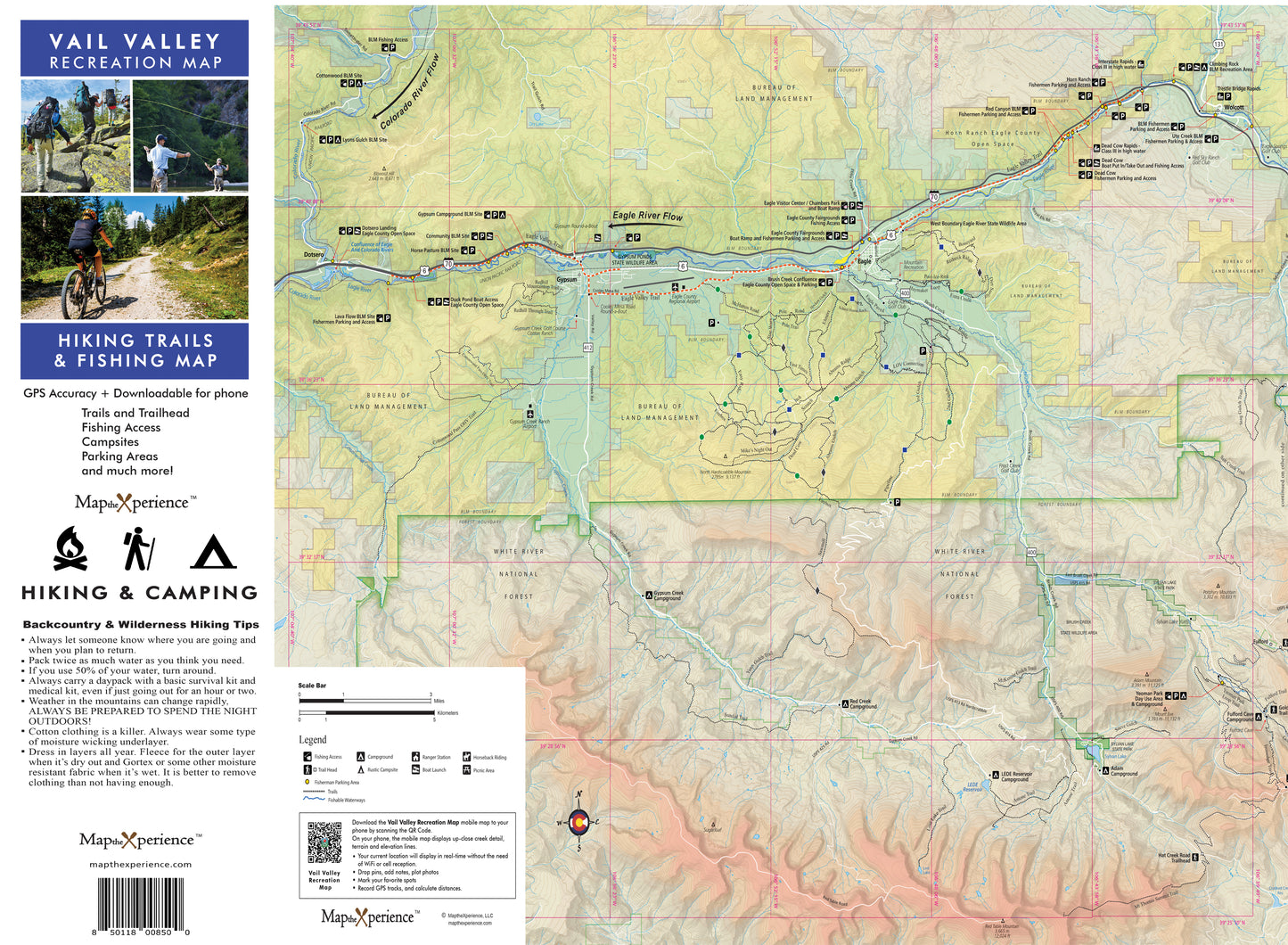 Vail Valley, Colorado Hiking - Biking Trails & Fishing Map