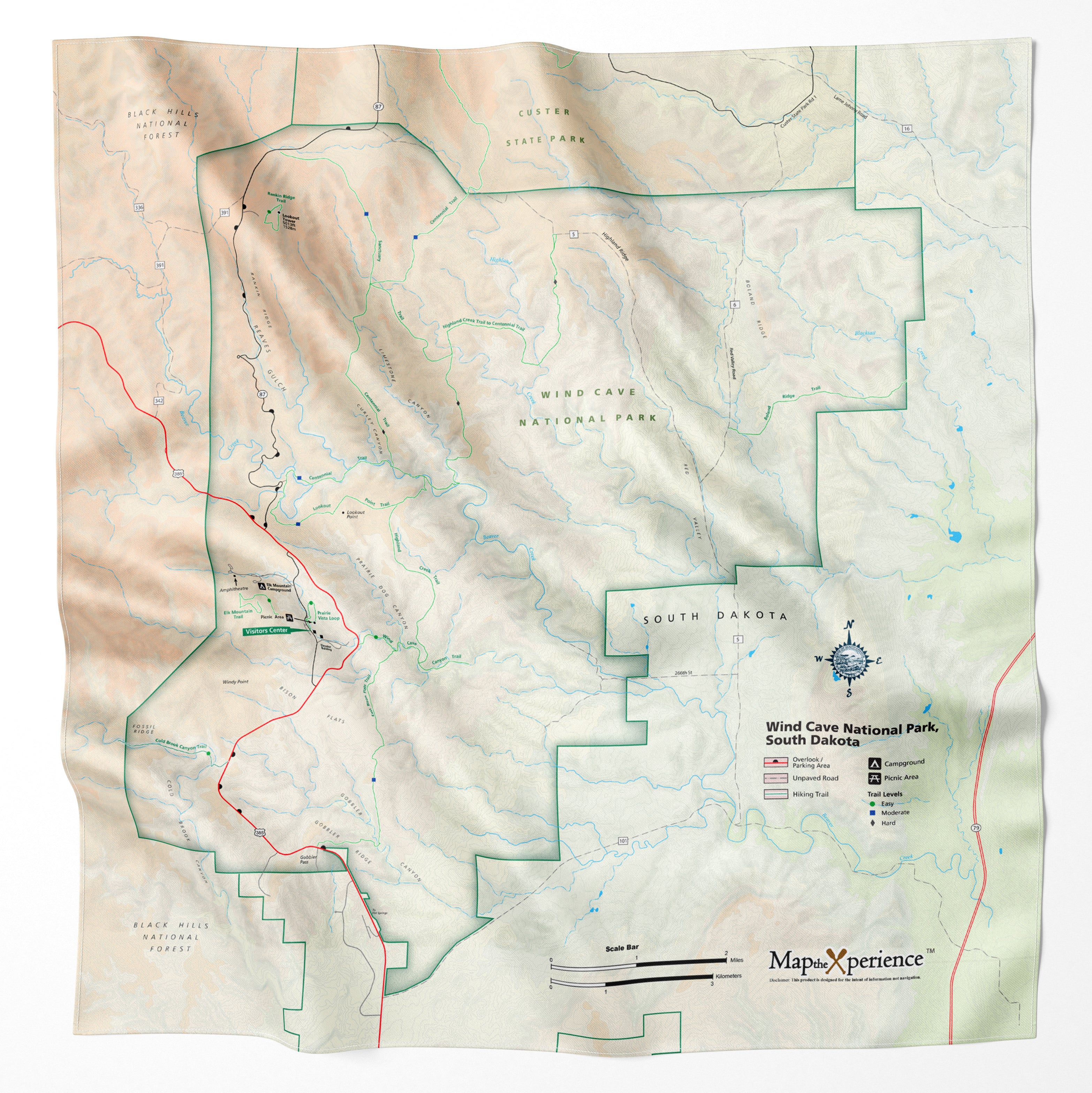 Wind Cave National Park Handy Map Bandana