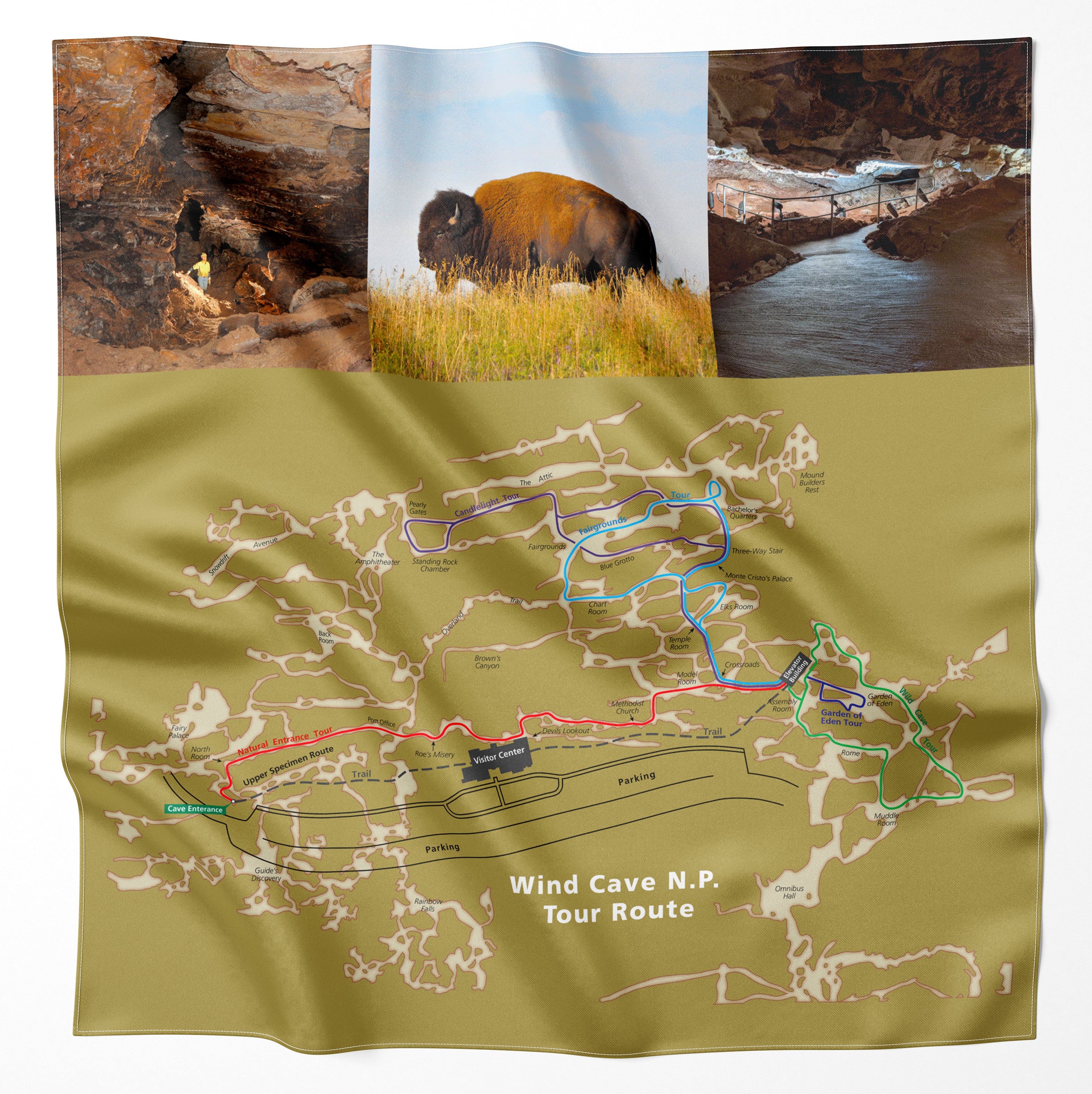 Wind Cave National Park Handy Map Bandana