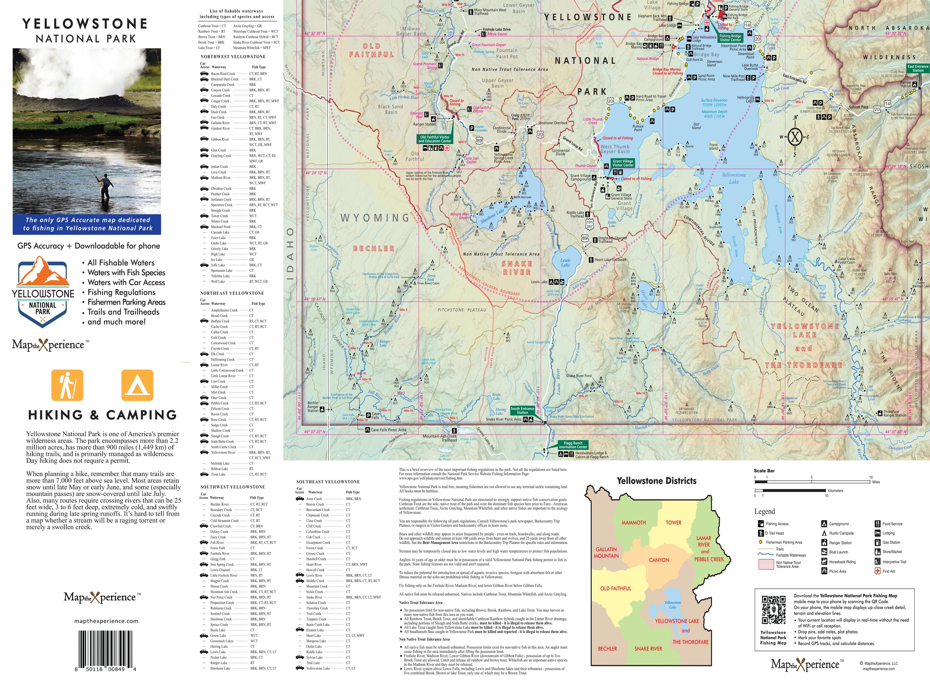 A detailed map of Yellowstone National Park featuring key locations, trails, and GPS accuracy for adventurers. Ideal for planning fishing, hiking, and camping trips with downloadable content for offline use. Perfect for outdoor enthusiasts.