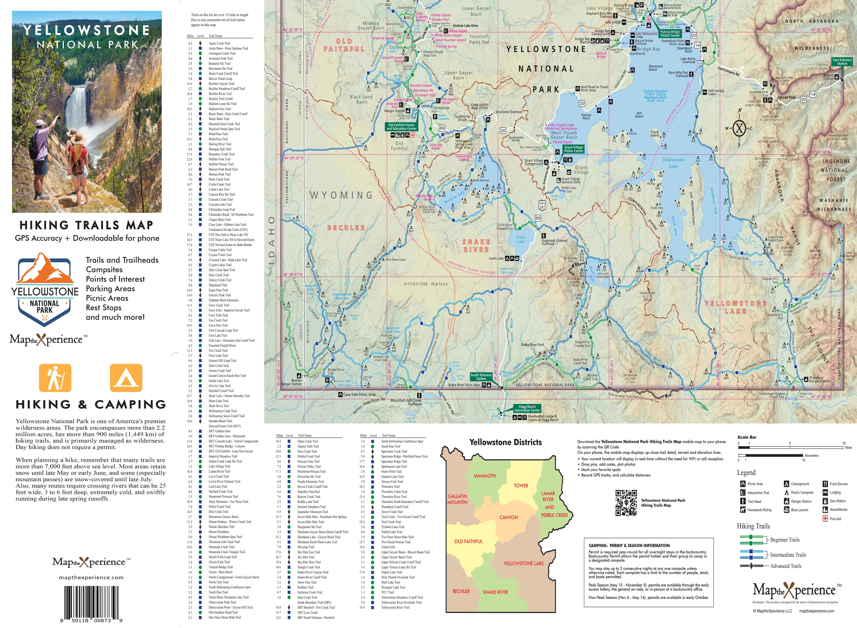 Comprehensive Yellowstone National Park hiking map featuring trails, camping sites, GPS accuracy, points of interest, and downloadable mobile version for outdoor enthusiasts.