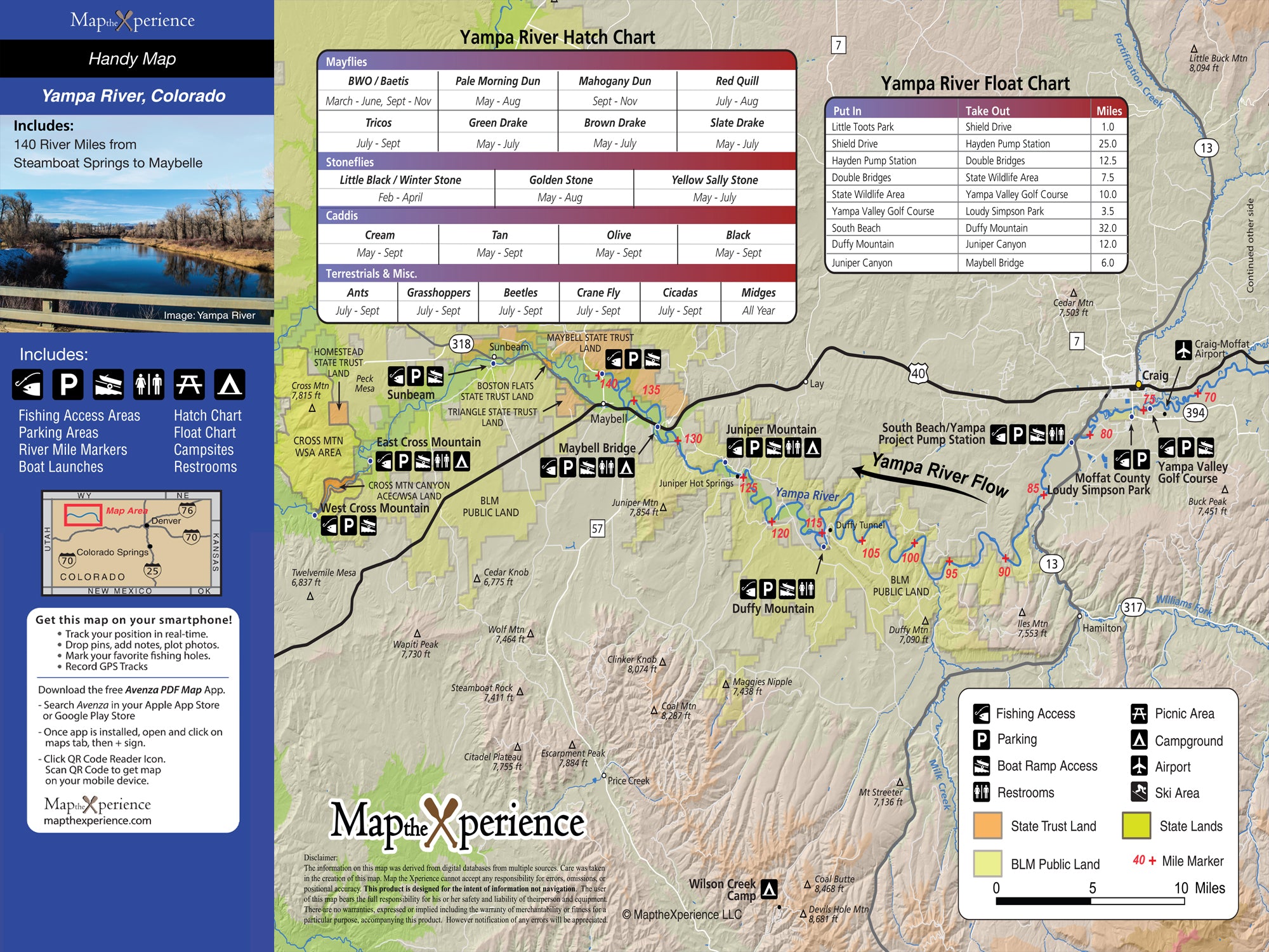 Yampa River, Colorado Pocket Fishing Map