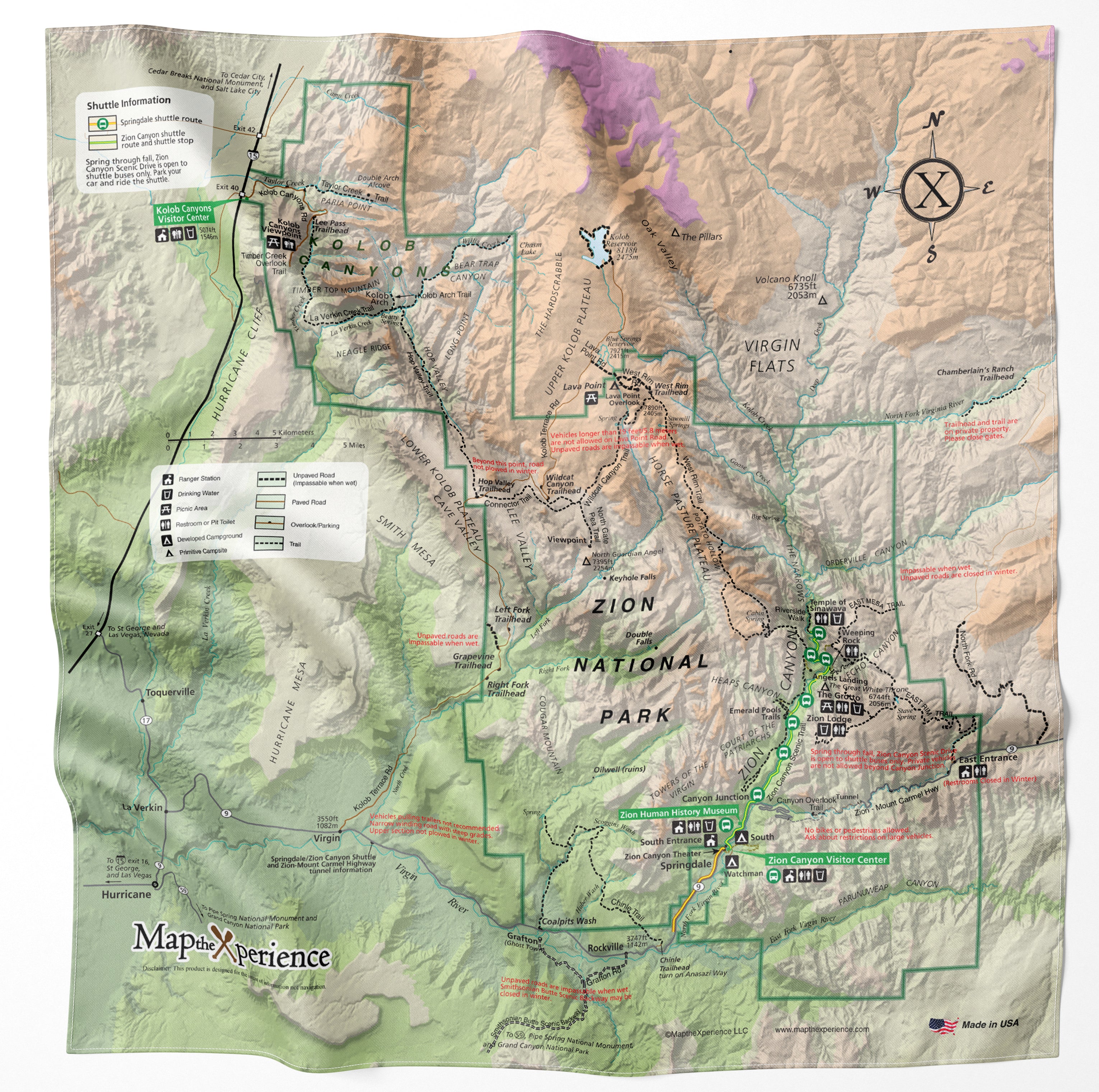 Zion National Park Handy Map Bandana
