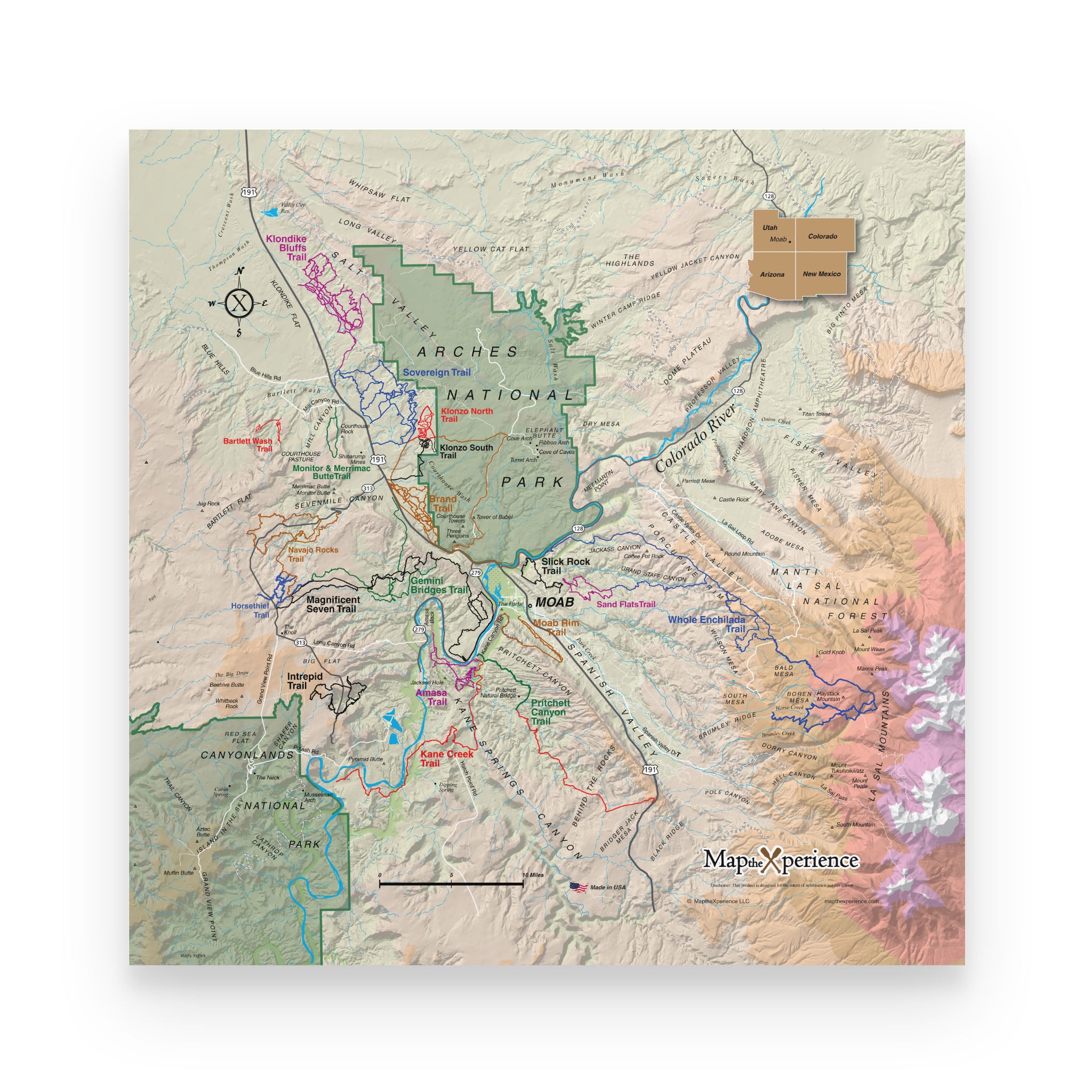 Moab, Utah Trails Map Poster | Free Mobile Map