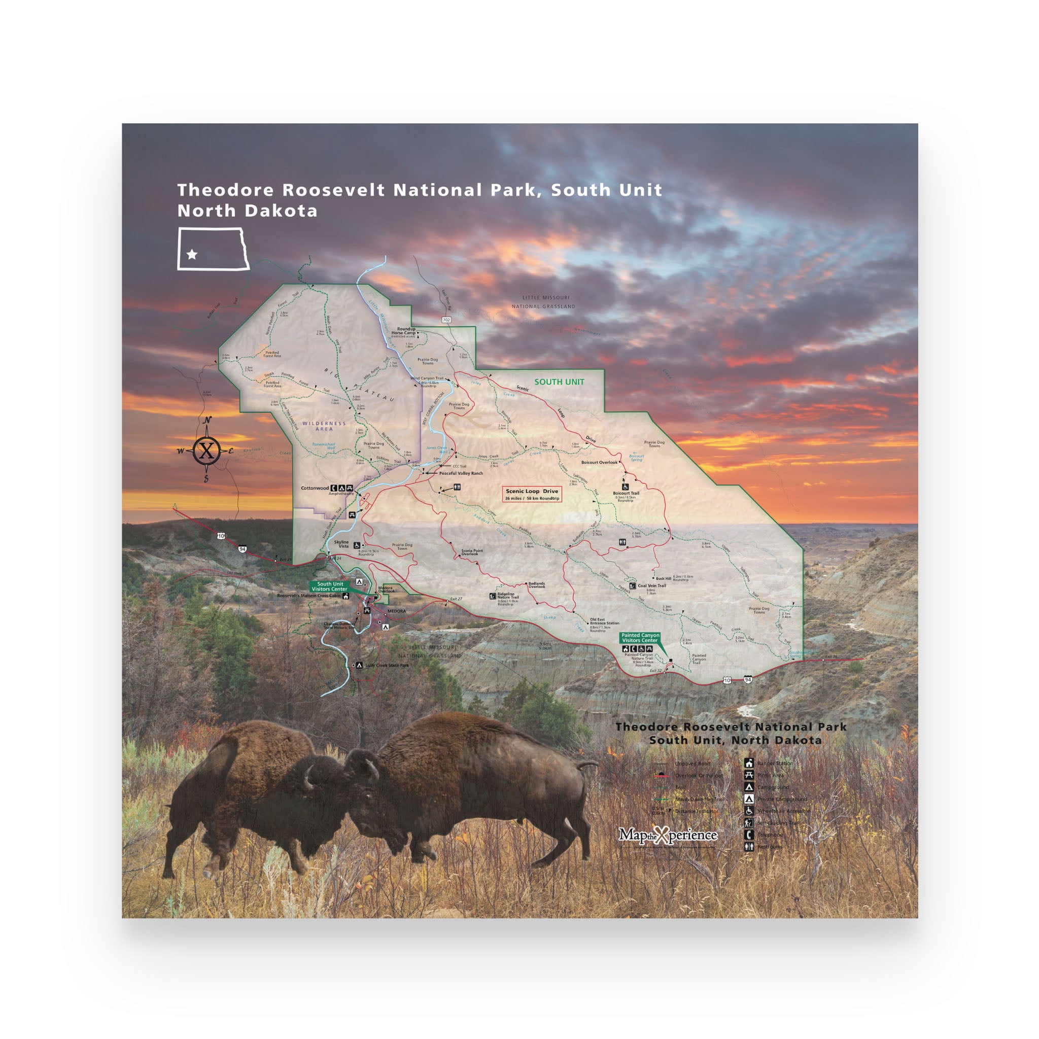 Theodore Roosevelt National Park South Map Poster | Free Mobile Map