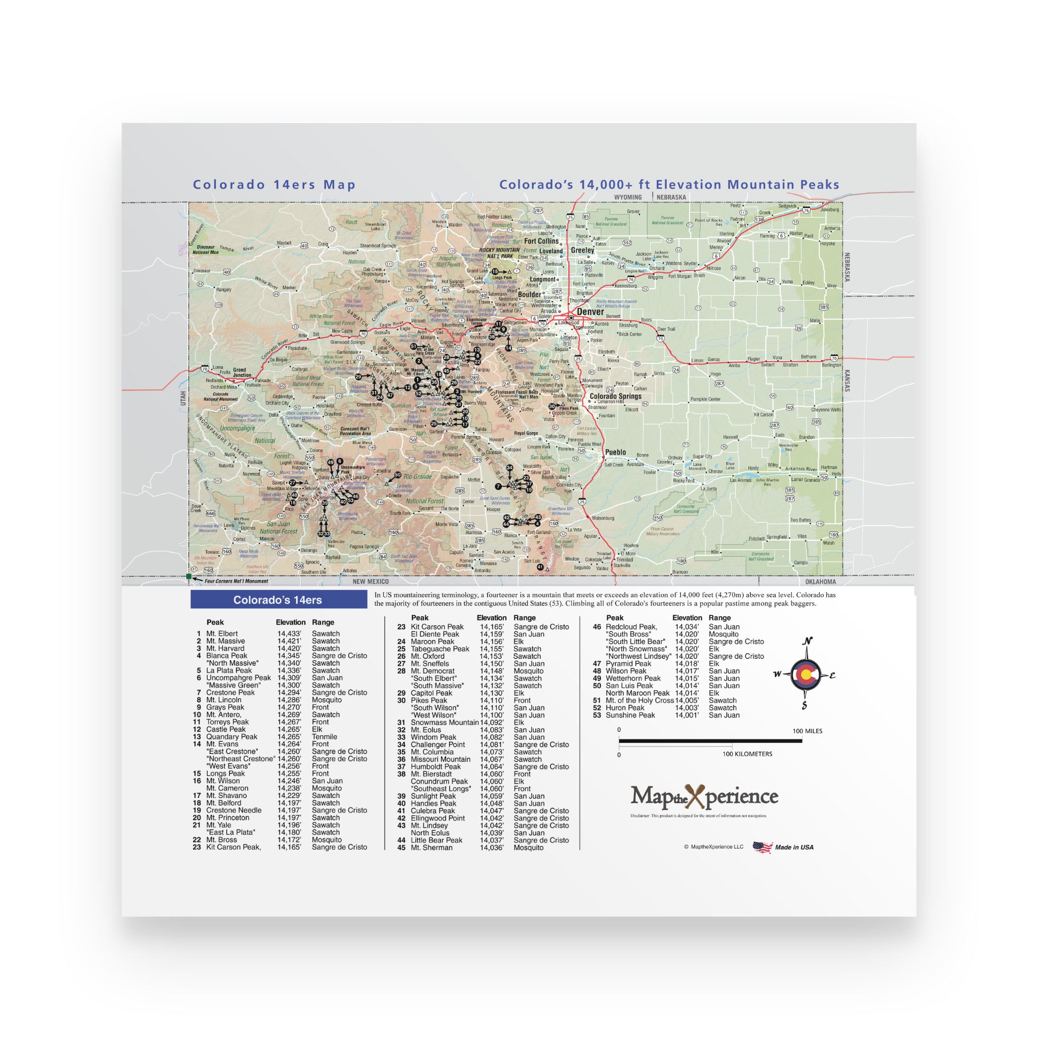 Colorado 14er's Map Poster | Free Mobile Map