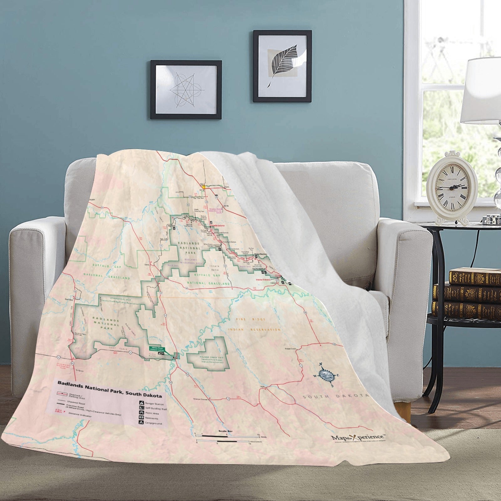 Badlands National Park Map Ultra-Soft Micro Fleece Blanket