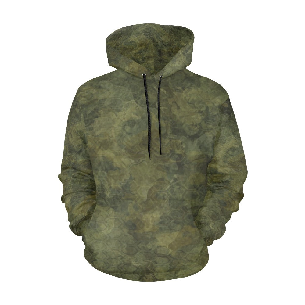 Dark Green Flauge Men's All Over Print Hoodie