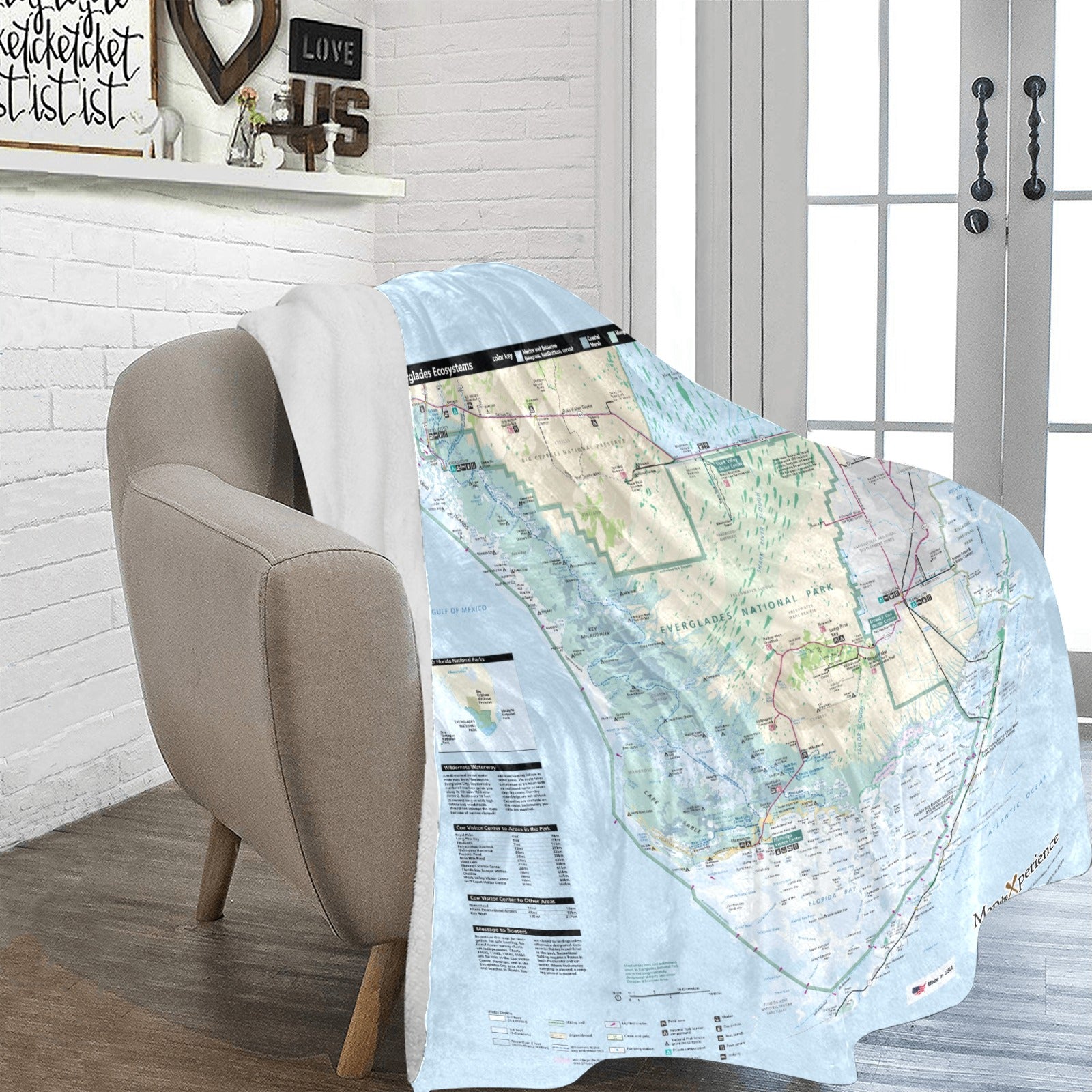 Everglades National Park Map Ultra-Soft Micro Fleece Blanket