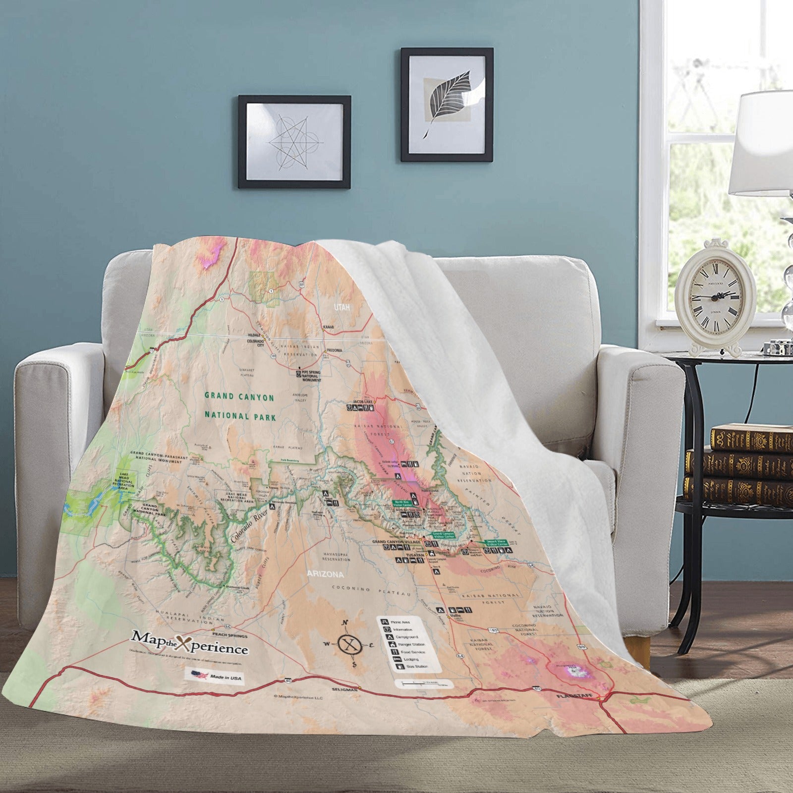 Grand Canyon National Park Map Ultra-Soft Micro Fleece Blanket