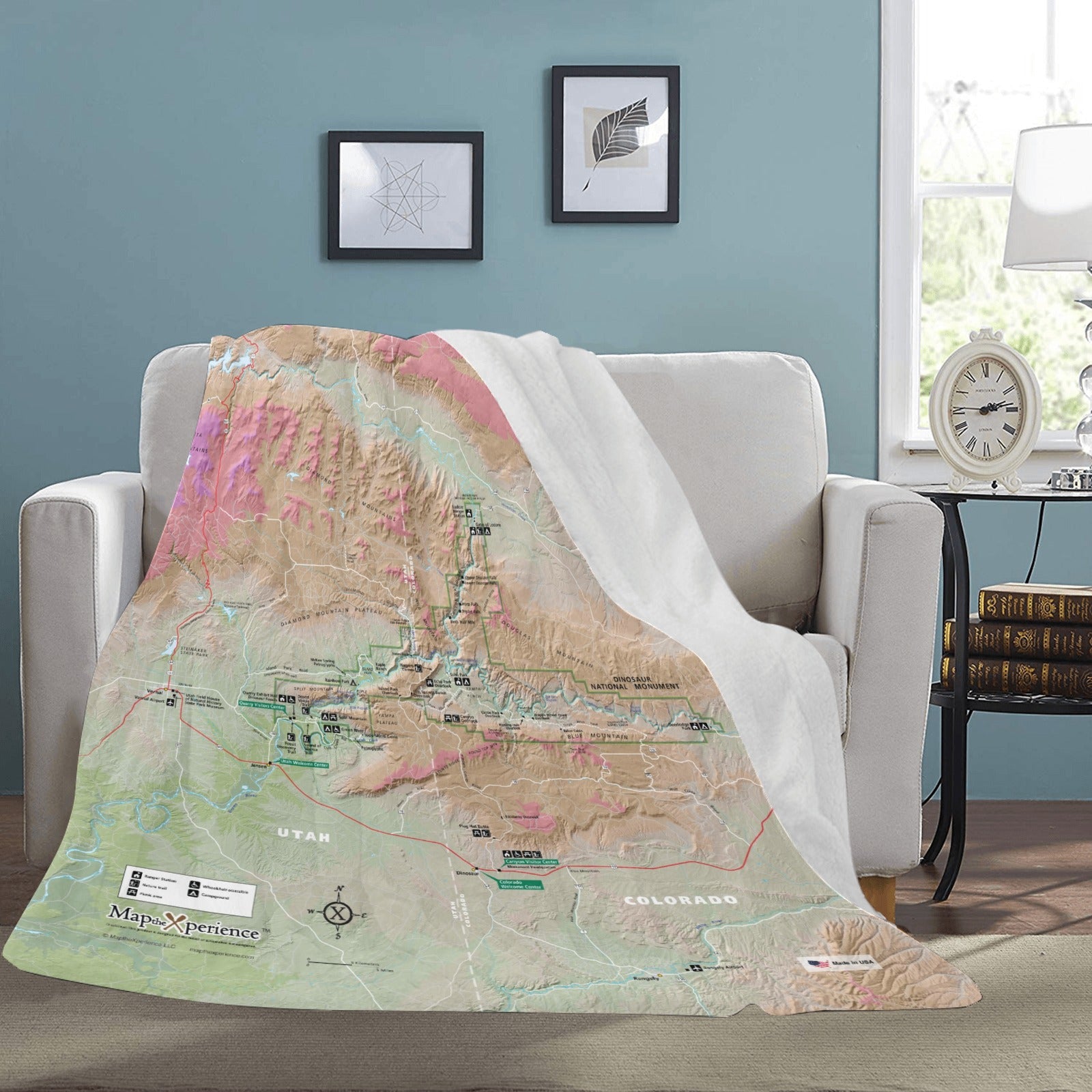 Dinosaur National Monument Map Ultra-Soft Micro Fleece Blanket