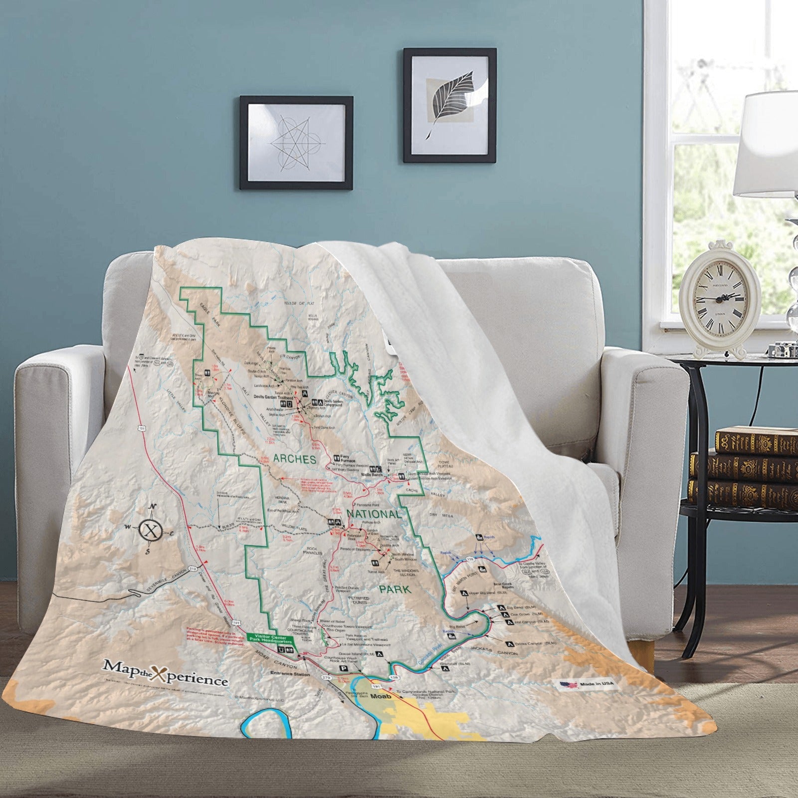 Arches National Park Map Ultra-Soft Micro Fleece Blanket