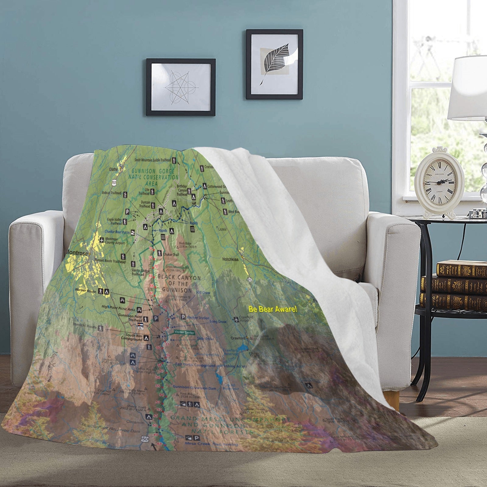 Black Canyon of the Gunnison National Park Map Ultra-Soft Micro Fleece Blanket