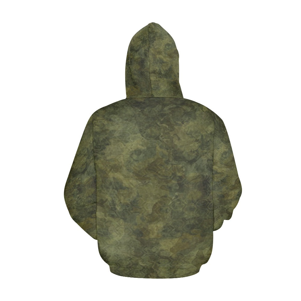 Dark Green Flauge Men's All Over Print Hoodie