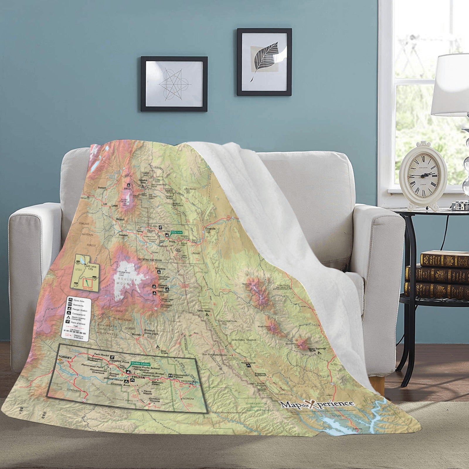 Capitol Reef National Park Map Ultra-Soft Micro Fleece Blanket