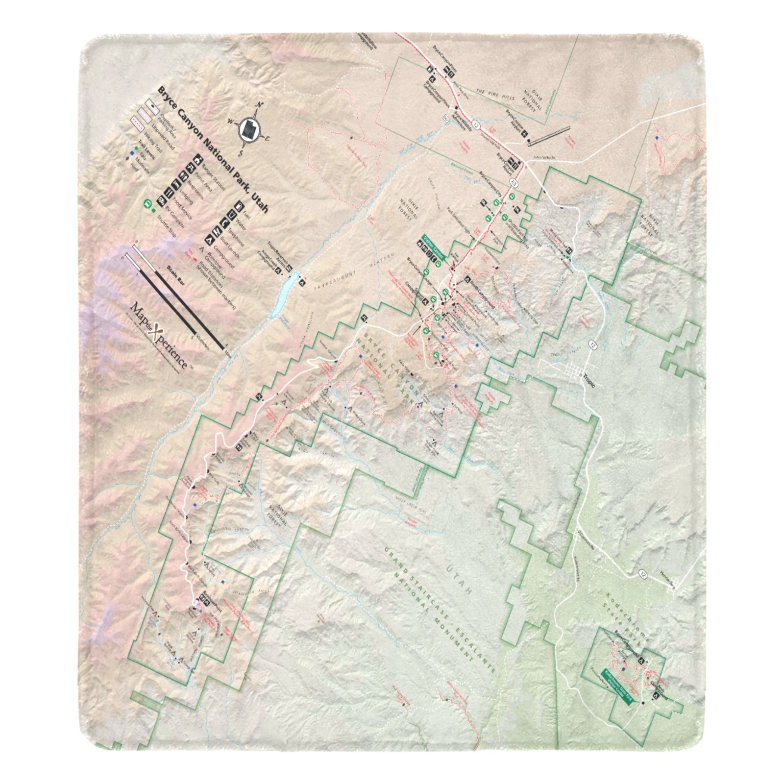 Bryce Canyon National Park Map Ultra-Soft Micro Fleece Blanket