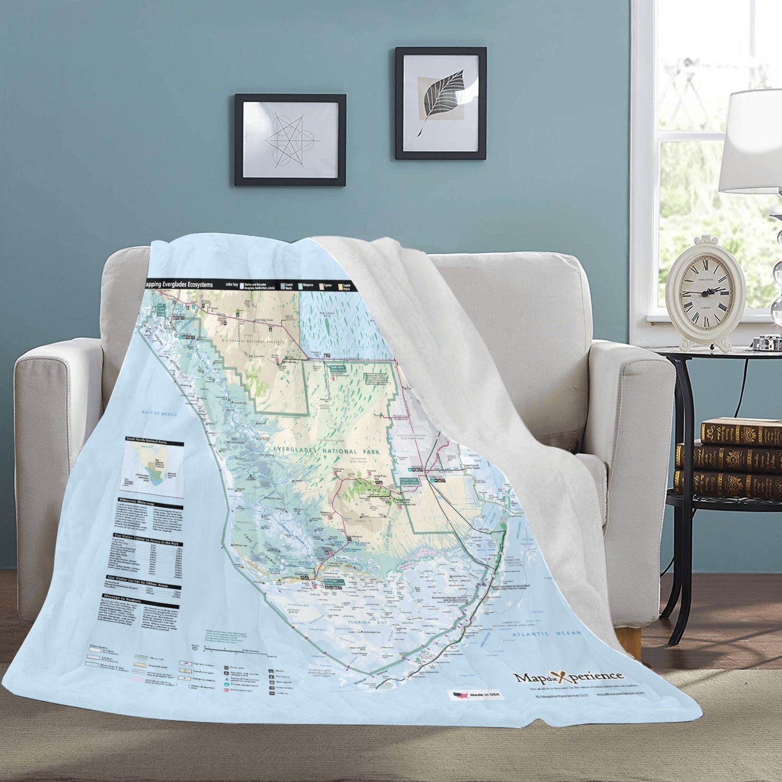 Everglades National Park Map Ultra-Soft Micro Fleece Blanket