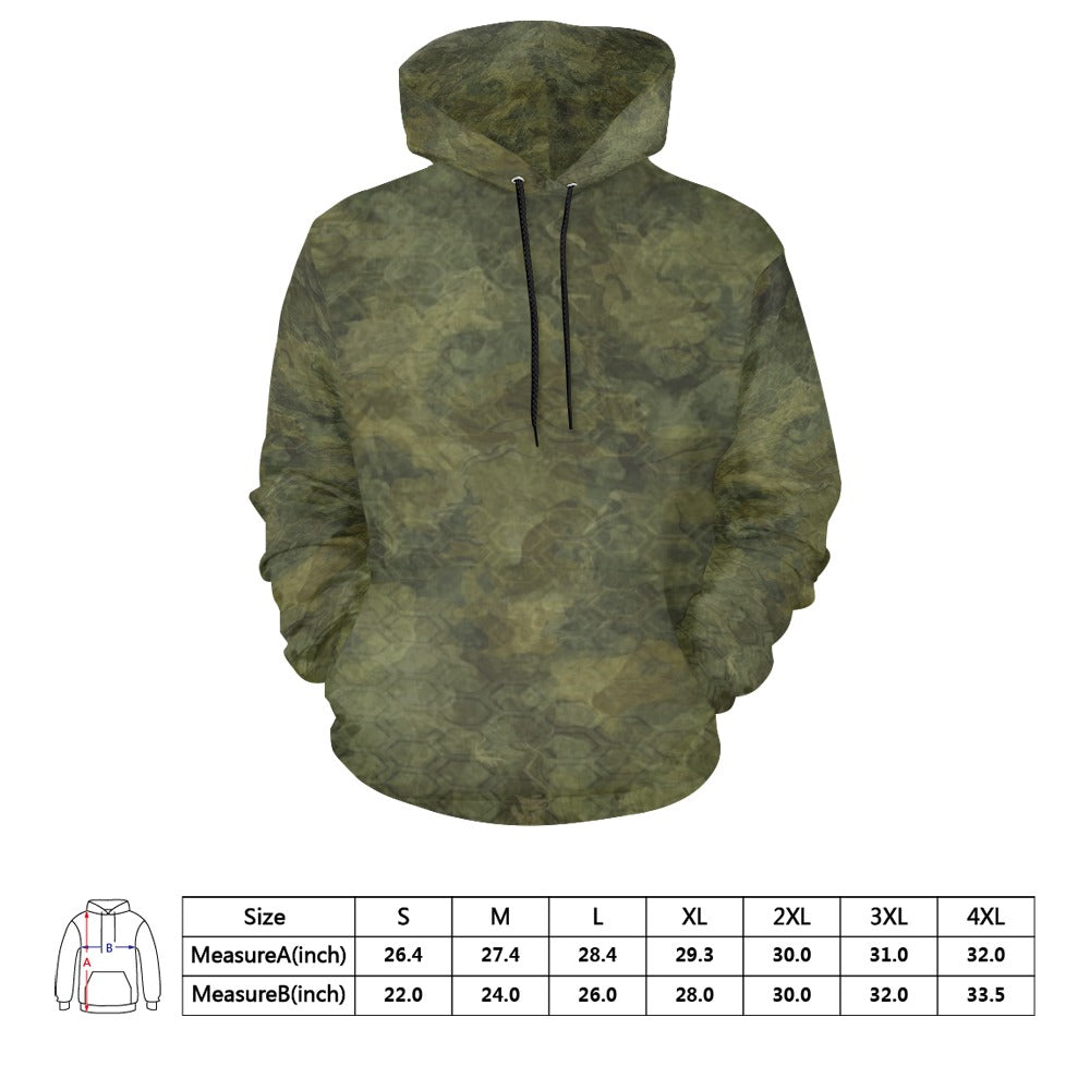 Dark Green Flauge Men's All Over Print Hoodie
